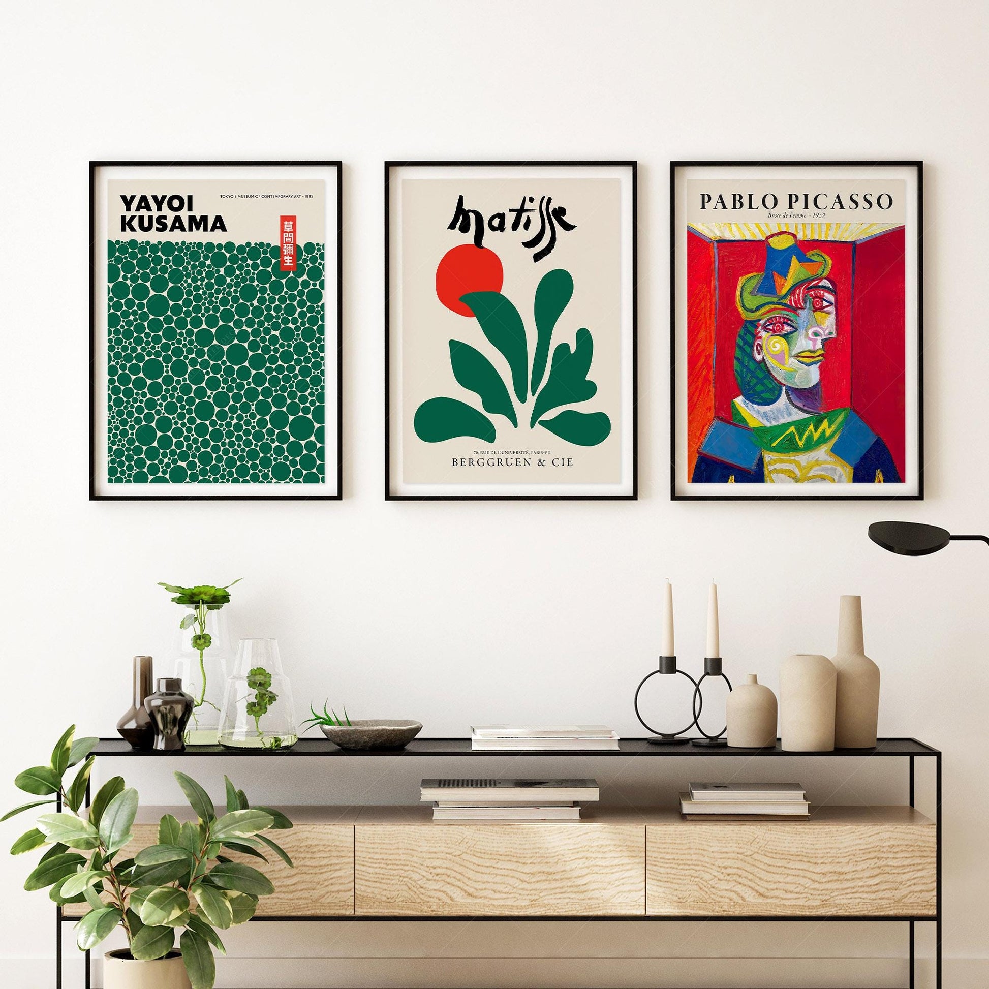 Matisse Kusama Picasso Gallery Wall Set of 3 – Modern – art poster for living room
