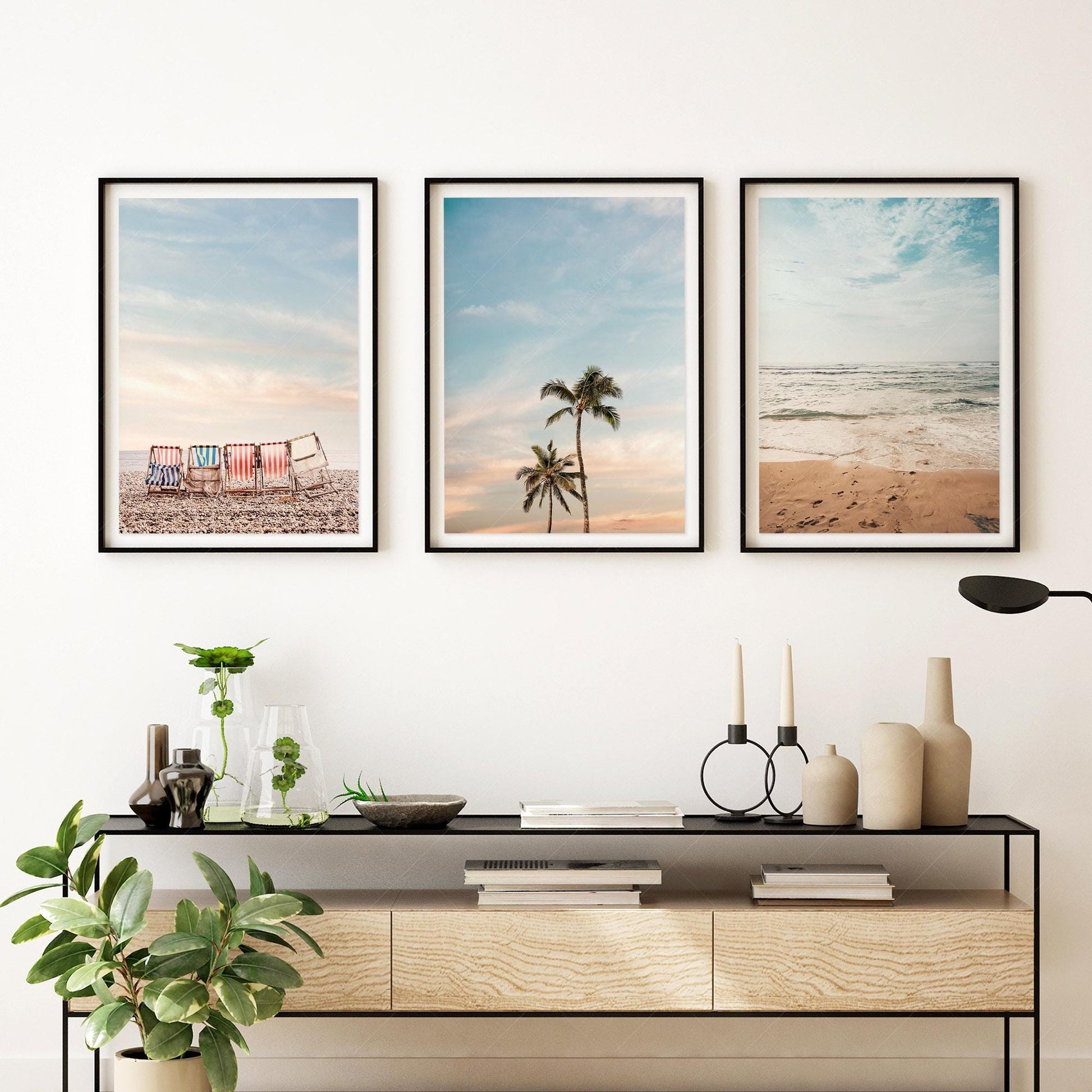 Beach Wall Art Set of 3 Prints – Coastal Ocean – gallery wall art poster