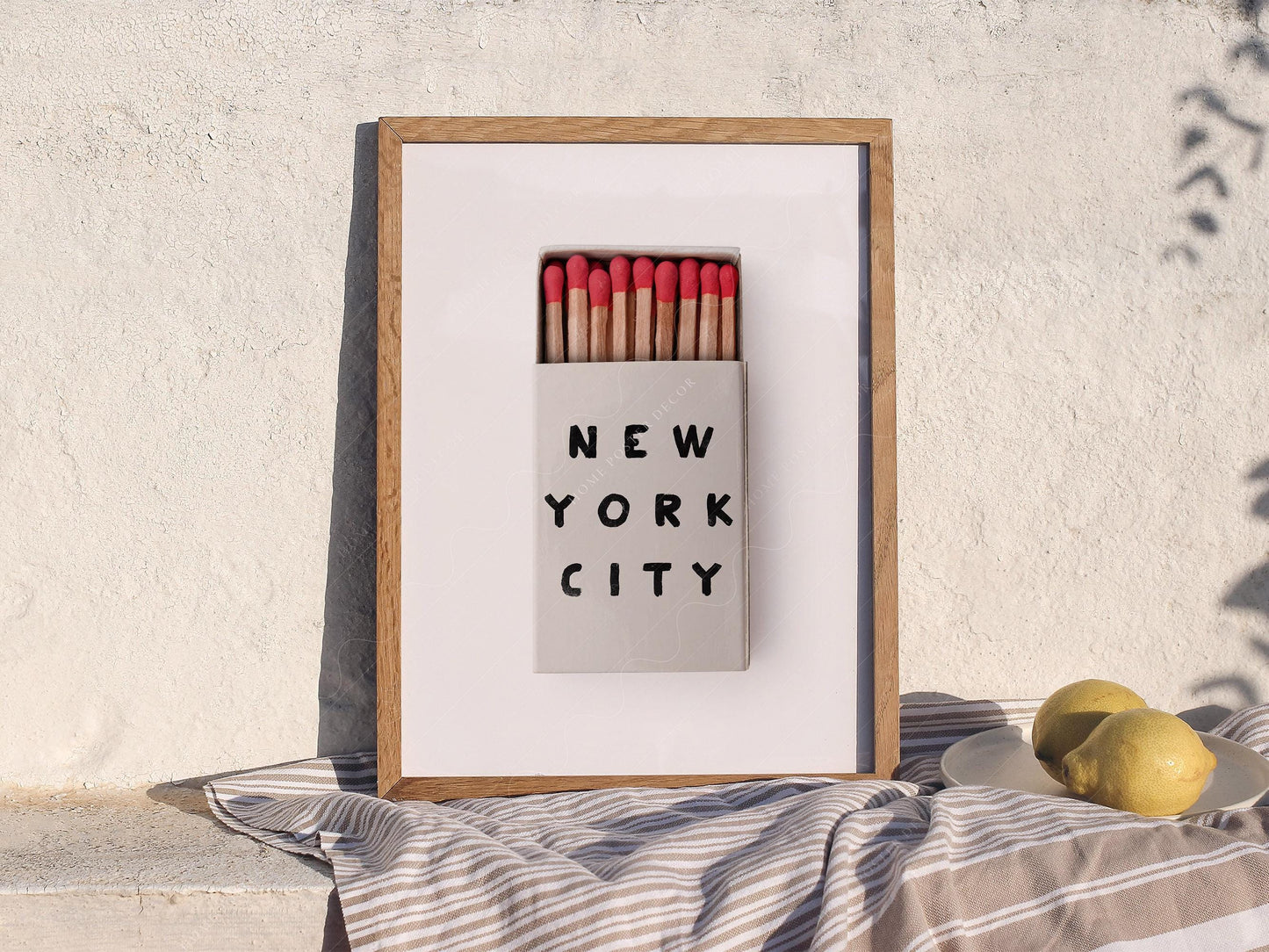 New York City Matchbox Print – Minimalist Retro Wall – retro matchbox art wall poster