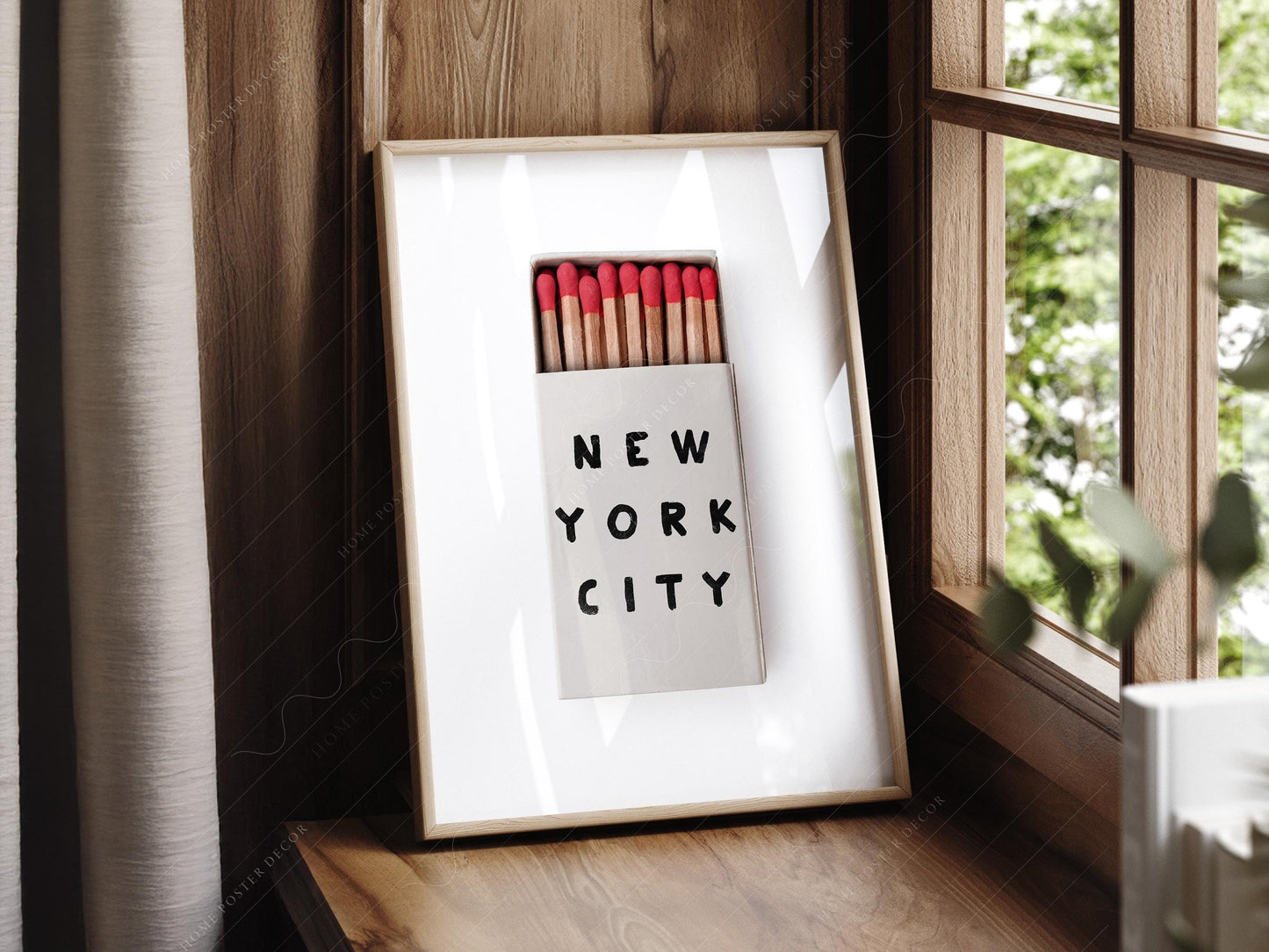 New York City Matchbox Print – Minimalist Retro Wall – vintage poster art print detail