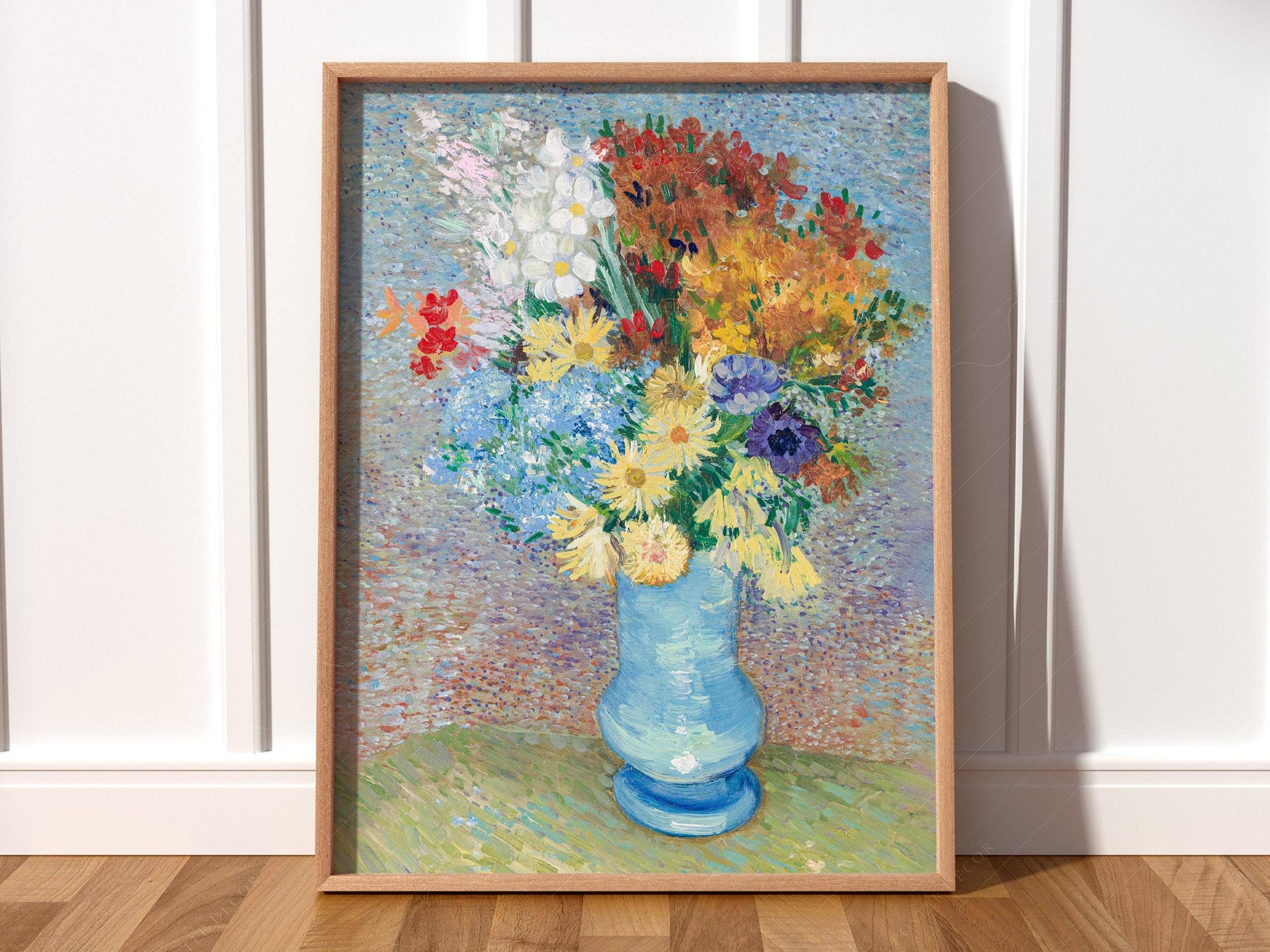 Van Gogh Flowers in a Blue Vase Art Print – Famous – fine art print wall decor