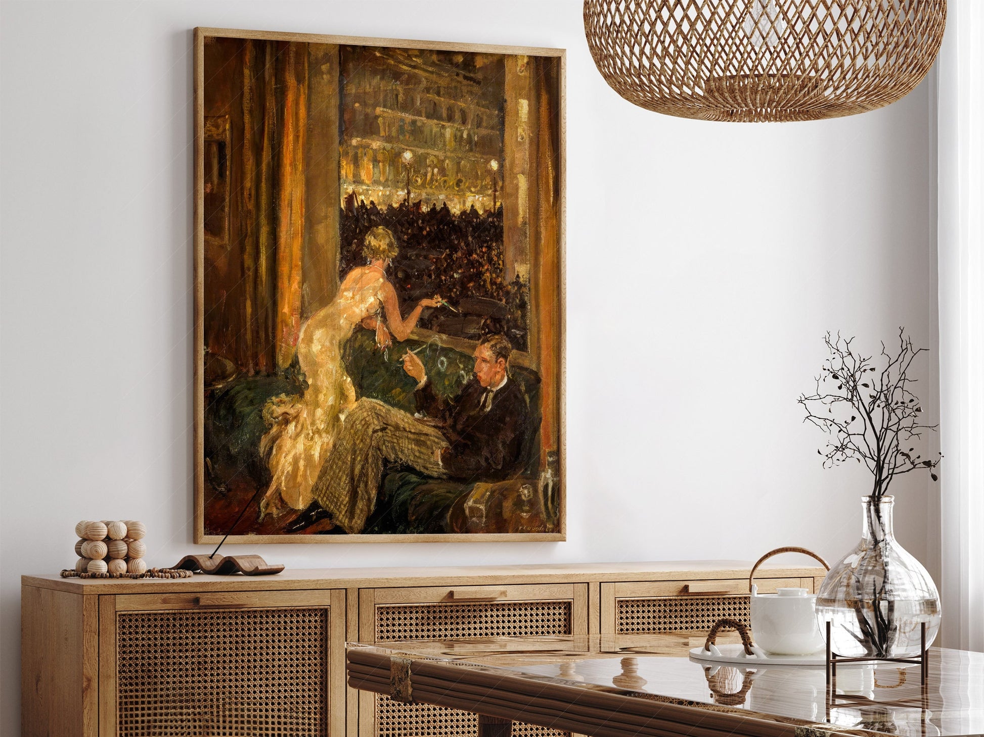 Thomas Cantrell Dugdale Viewed from an Interior art print showing elegant couple in opera box with golden tones