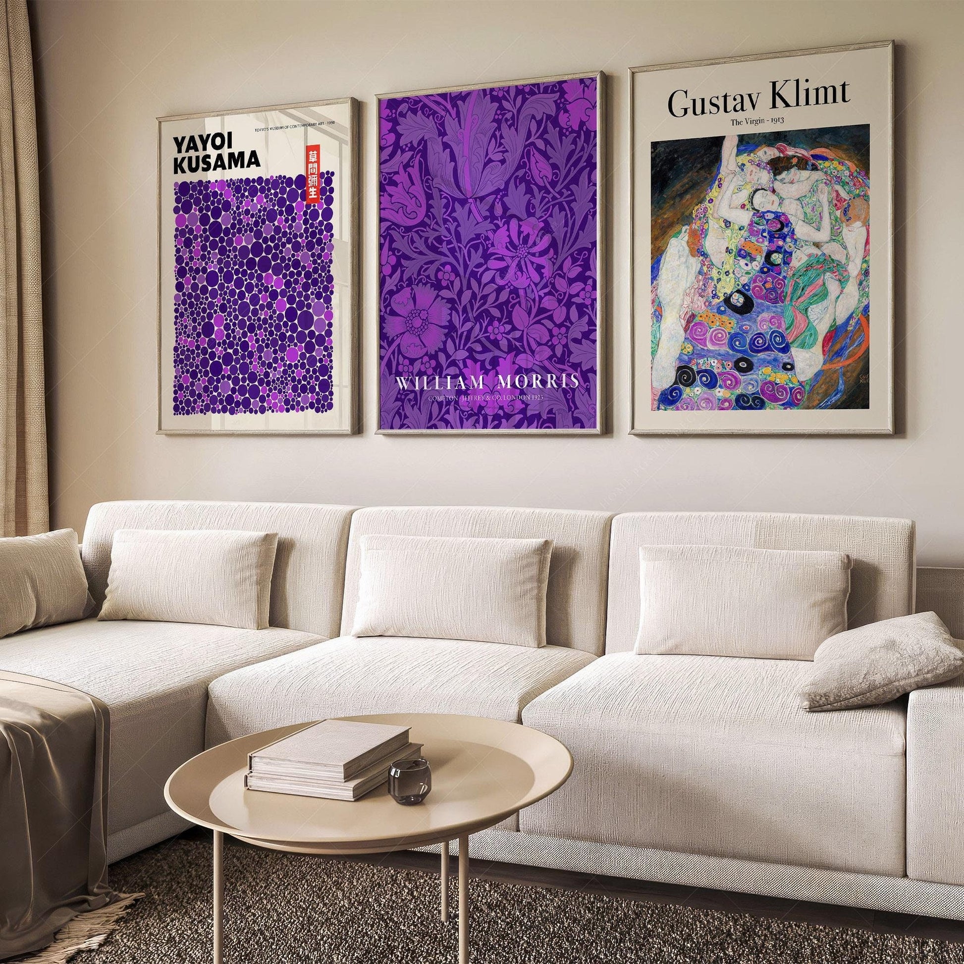 Purple Gallery Wall Set of 3 Prints – Kusama Morris – gallery wall art poster