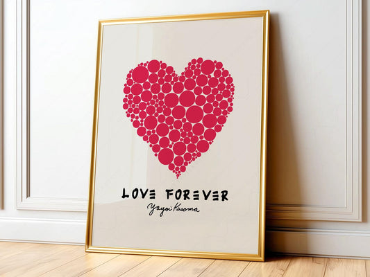 Yayoi Kusama Love Forever Art Print – Red Heart Polka – fine art print wall decor