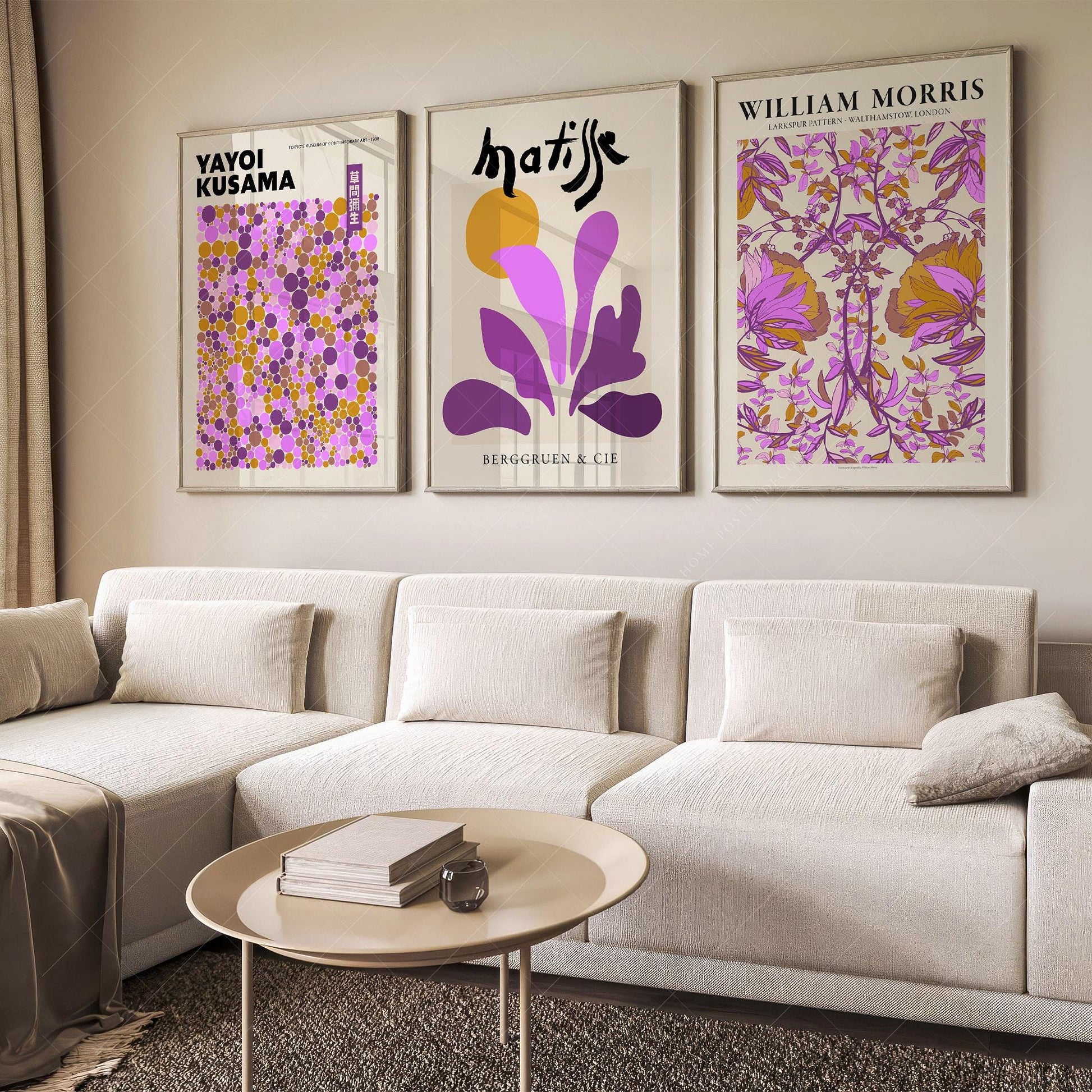 Matisse Morris Kusama Set of 3 Prints – Purple Gallery – museum quality art print