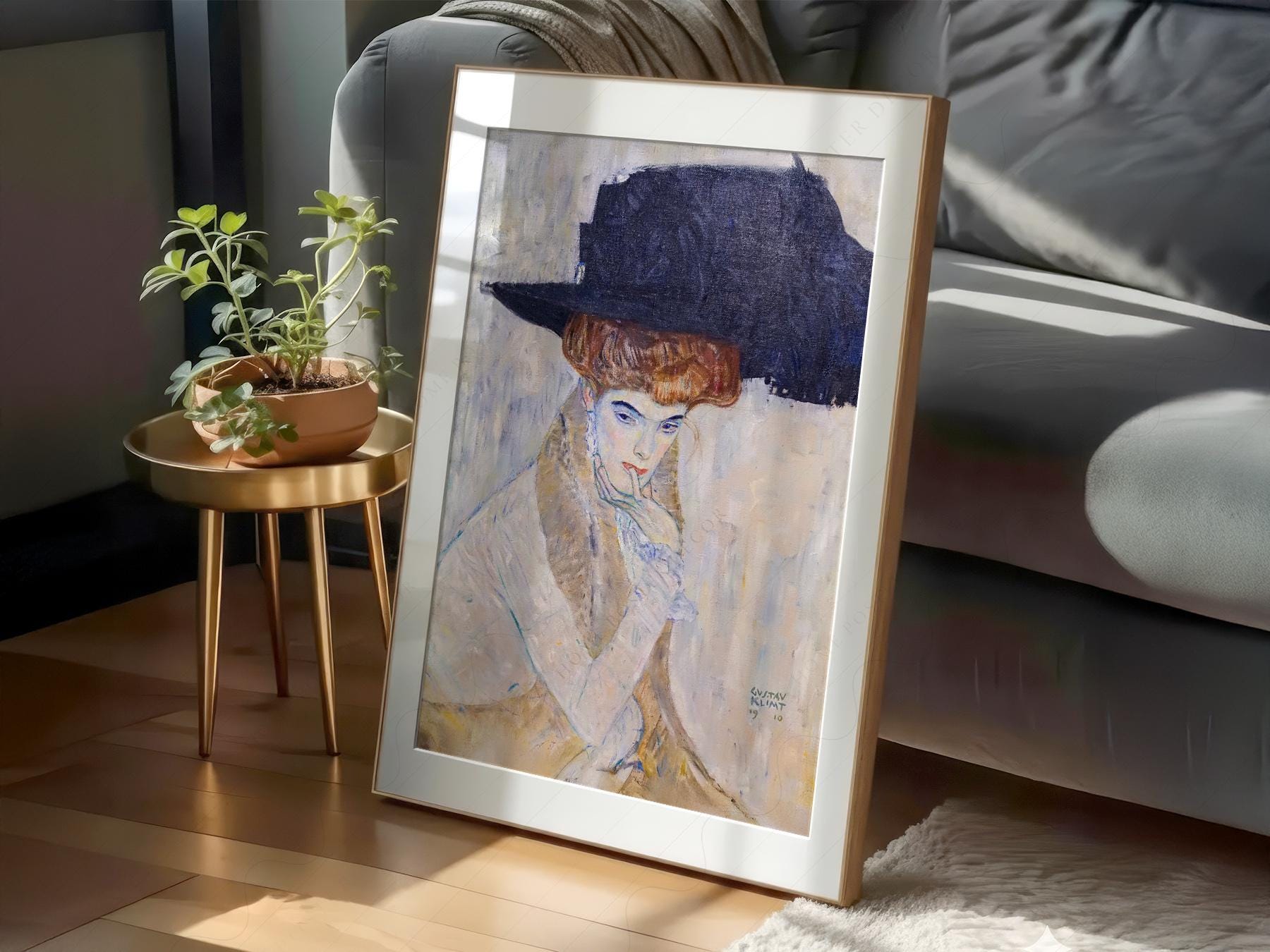 Gustav Klimt The Black Feather Hat Print – Elegant – art poster for living room