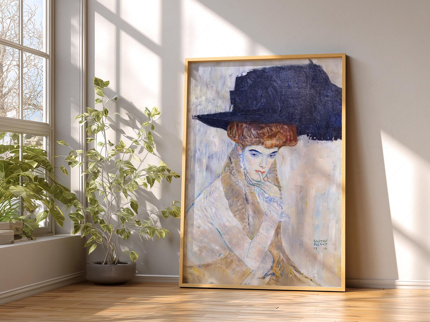 Gustav Klimt The Black Feather Hat Print – Elegant – fine art wall poster