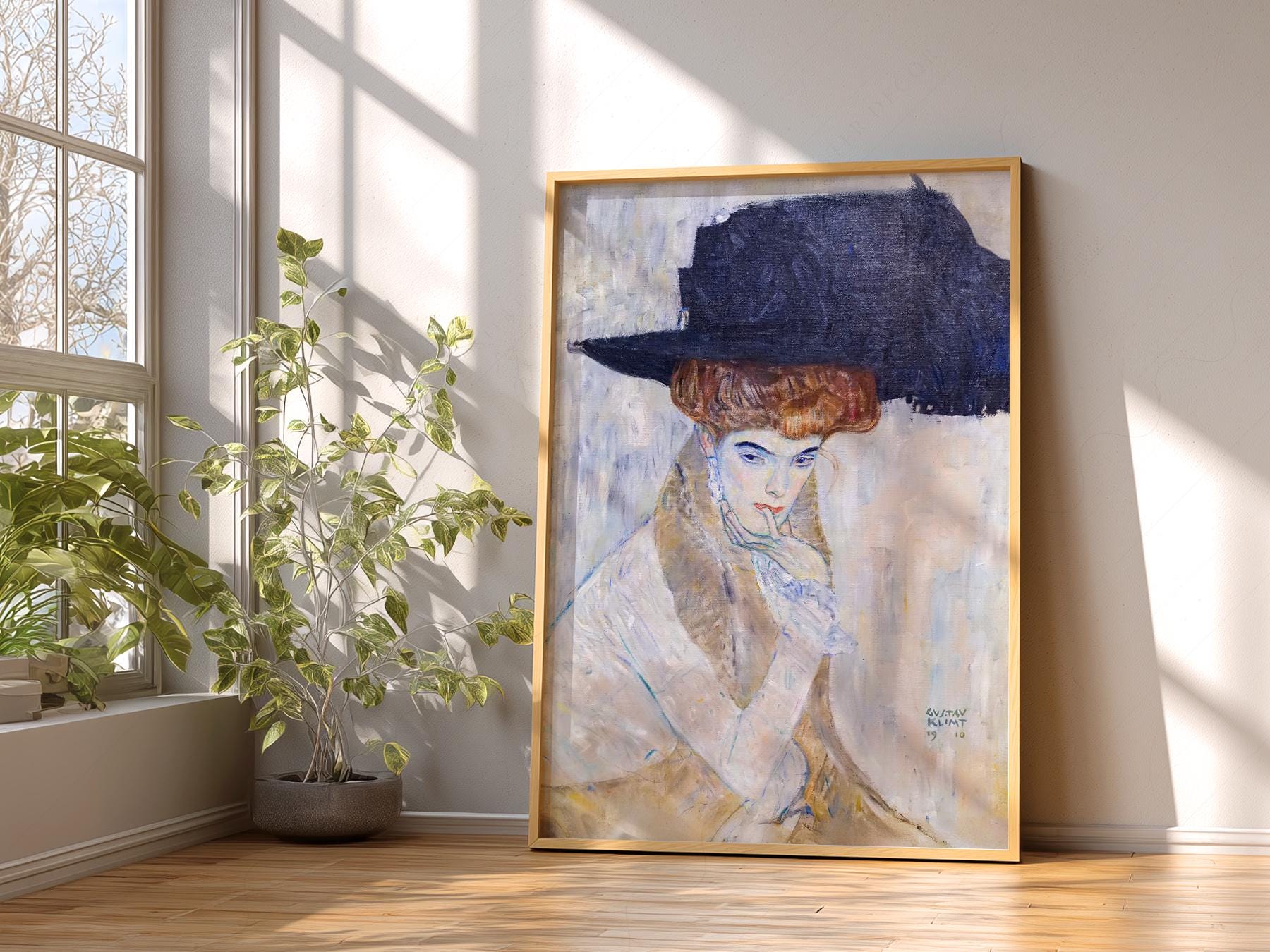 Gustav Klimt The Black Feather Hat Print – Elegant – fine art wall poster