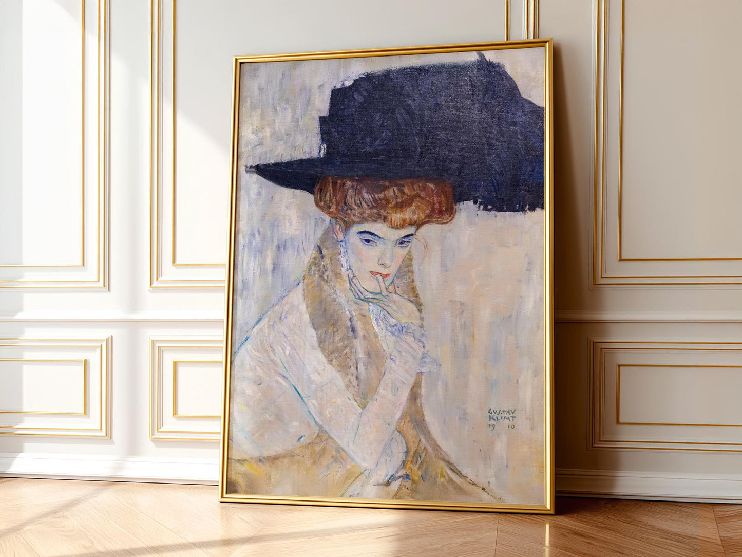 Gustav Klimt The Black Feather Hat Print – Elegant – exhibition poster wall art