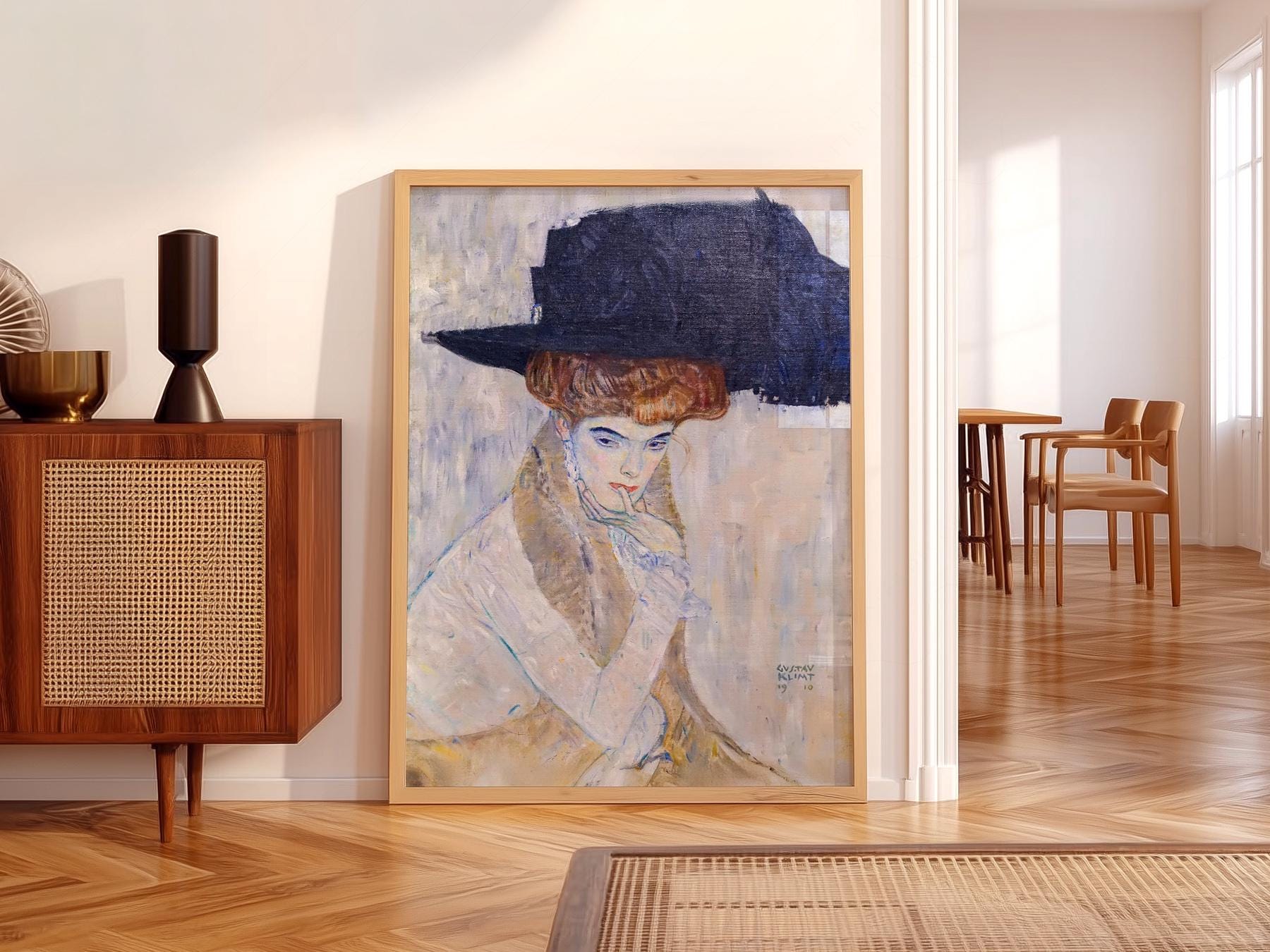 Gustav Klimt The Black Feather Hat Print – Elegant – museum quality art print