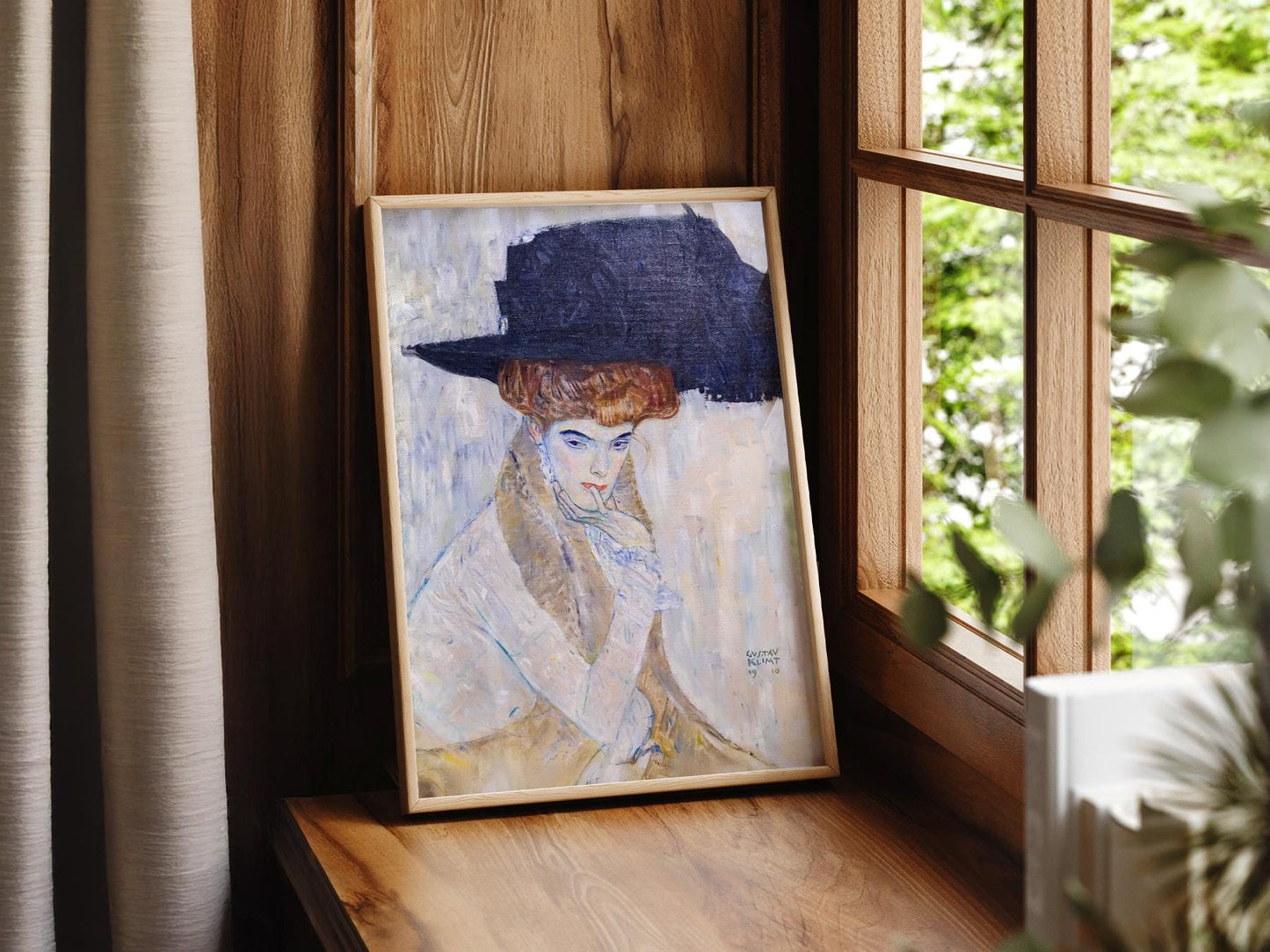 Gustav Klimt The Black Feather Hat Print – Elegant – classic art print reproduction