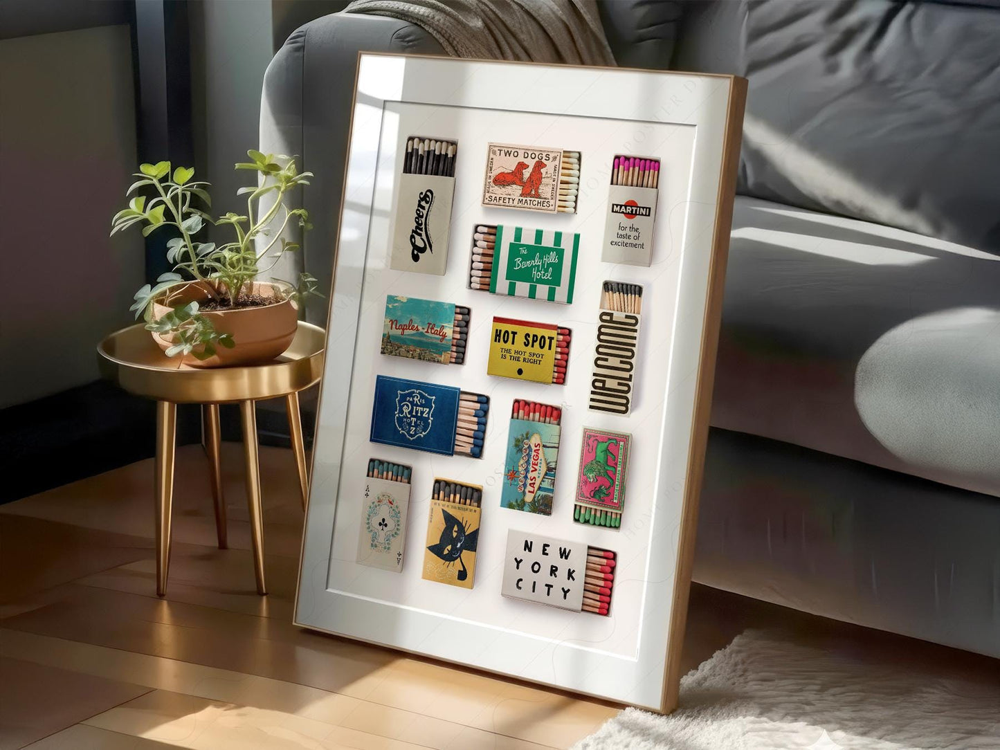 Vintage Matchbox Collection Print – Retro Travel Wall – retro matchbox art wall poster