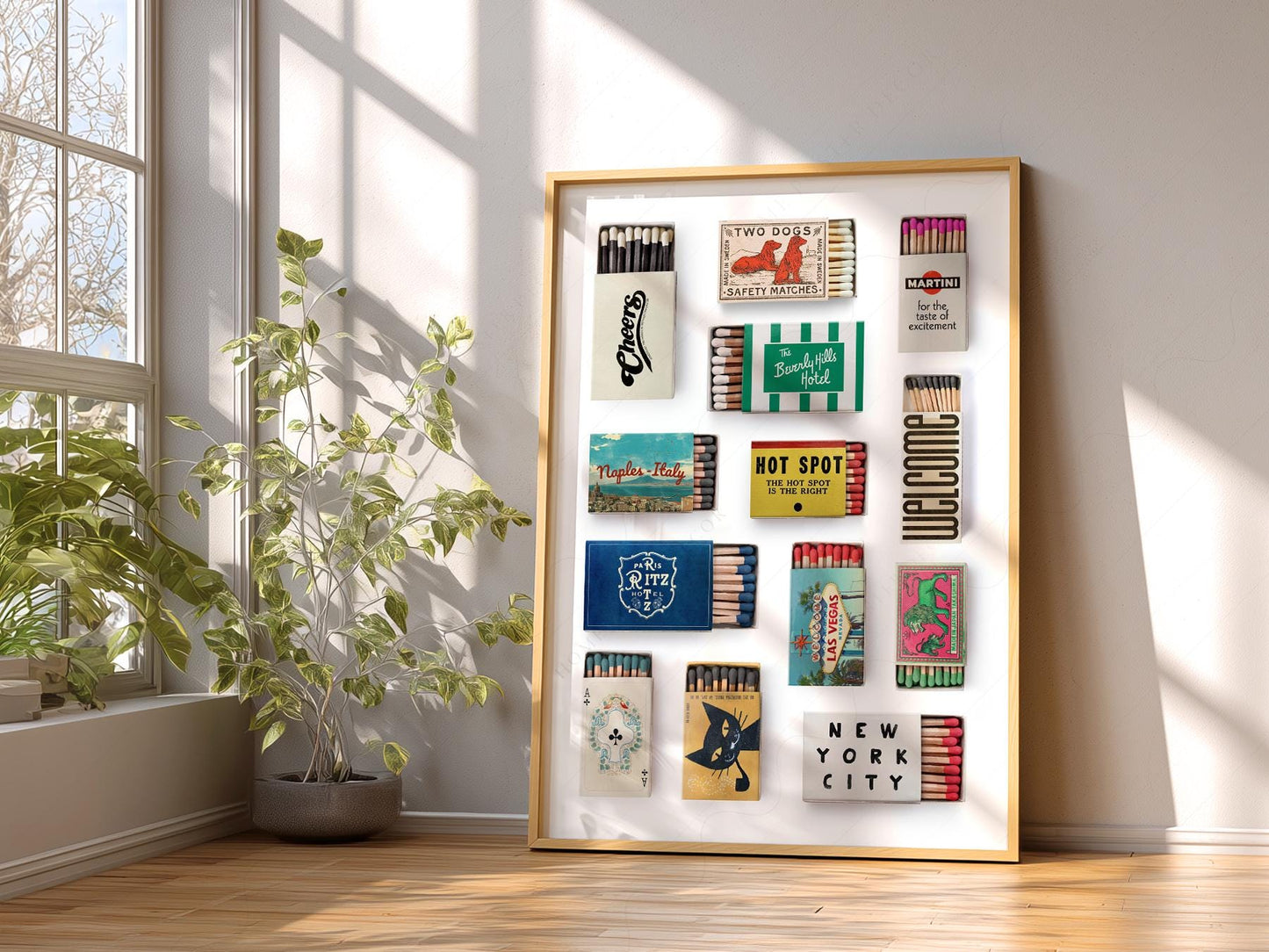 Vintage Matchbox Collection Print – Retro Travel Wall – classic matchbox series art print