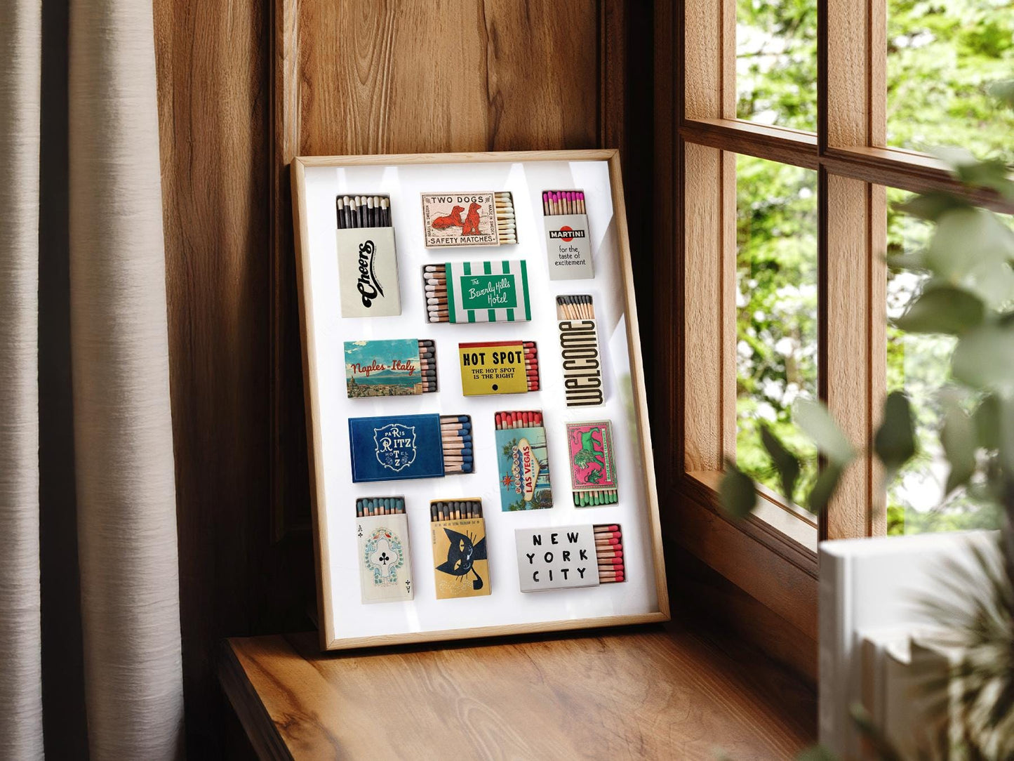 Vintage Matchbox Collection Print – Retro Travel Wall – vintage poster art print detail