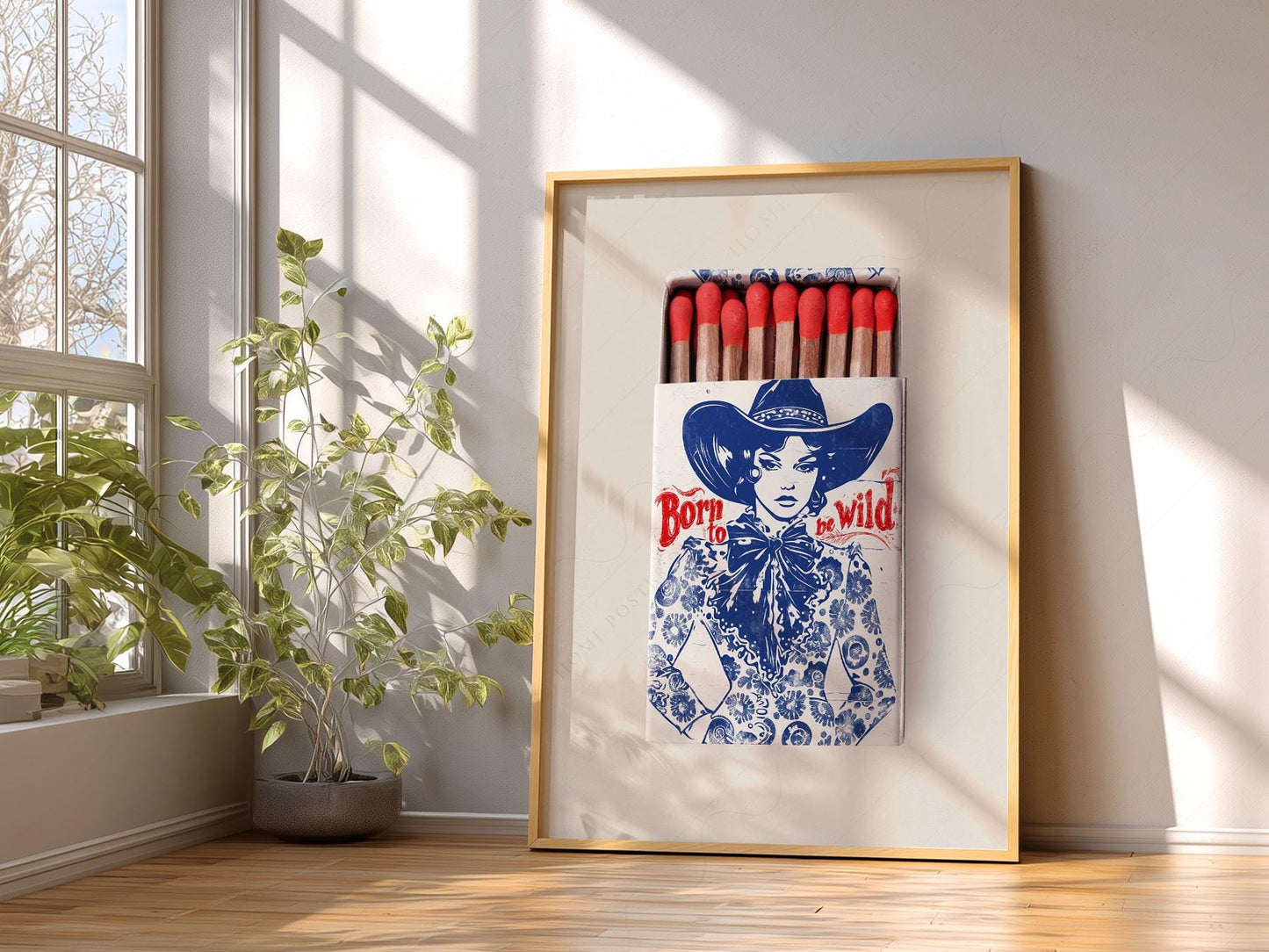 Born to Be Wild Cowgirl Matchbox Print – Vintage – collectible matchbox print