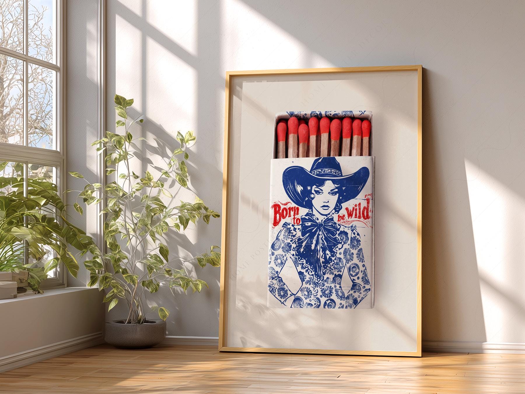 Born to Be Wild Cowgirl Matchbox Print – Vintage – collectible matchbox print
