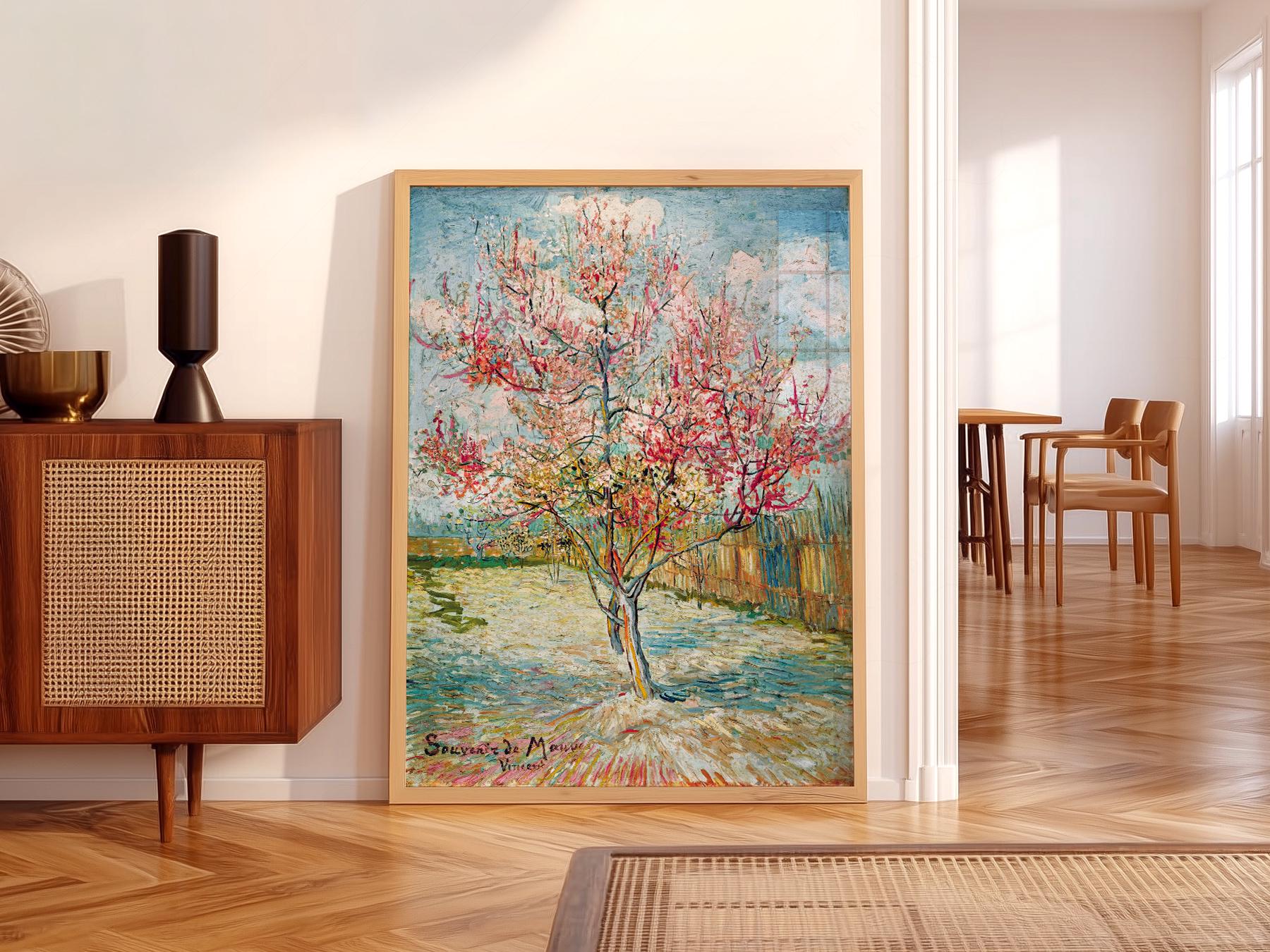 Vincent Van Gogh Pink Peach Trees Art Print – Famous – exhibition poster wall art