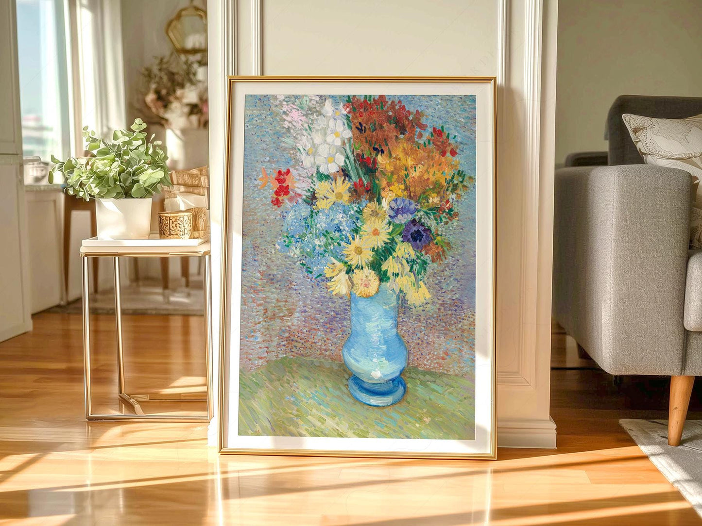 Van Gogh Flowers in a Blue Vase Art Print – Famous – museum quality art print