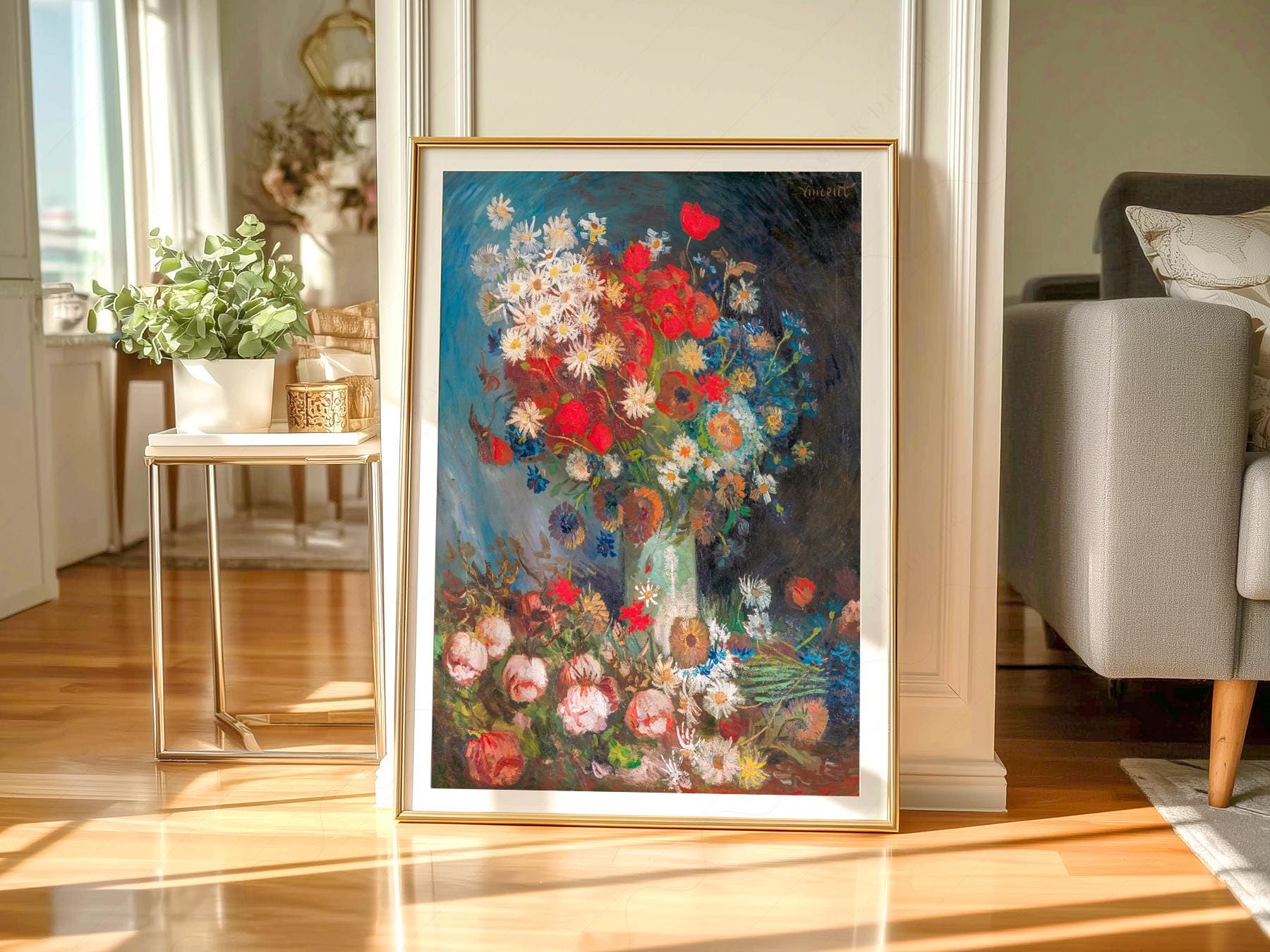 Van Gogh Vase with Poppies and Daisies Art Print – museum quality art print