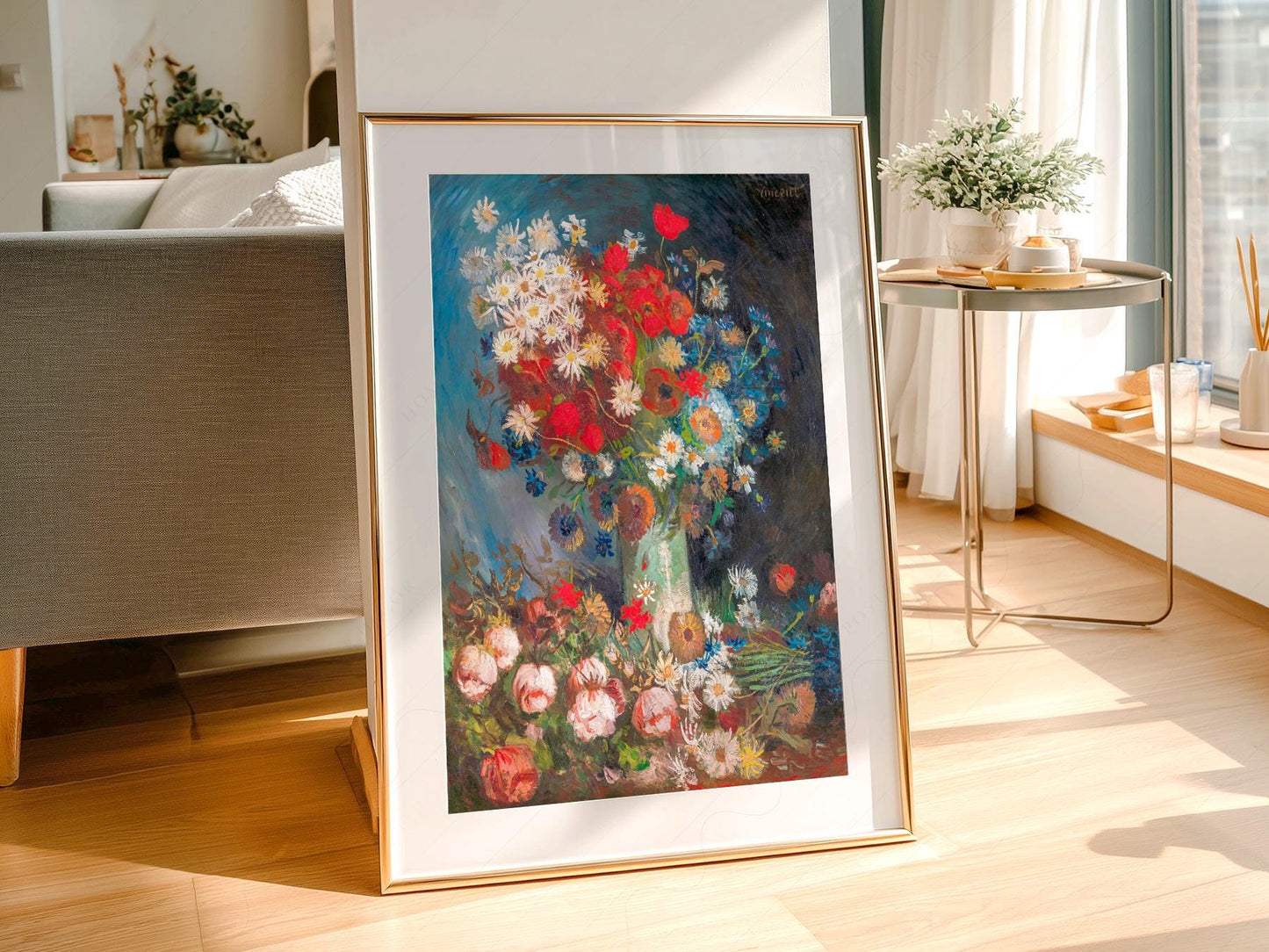 Van Gogh Vase with Poppies and Daisies Art Print – gallery wall art poster