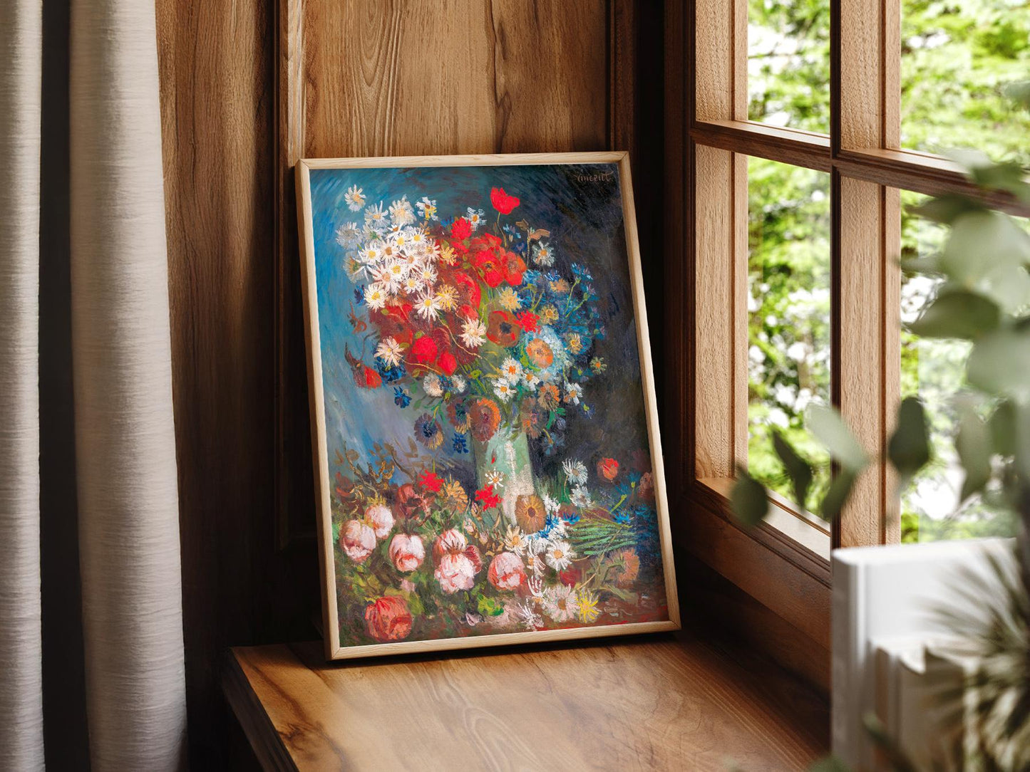 Van Gogh Vase with Poppies and Daisies Art Print – classic art print reproduction