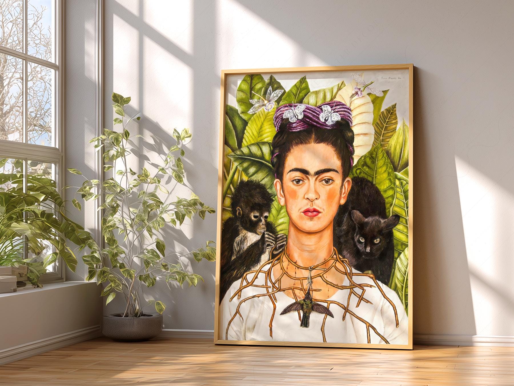 Frida Kahlo Self-Portrait with Thorn Necklace Print – fine art wall poster
