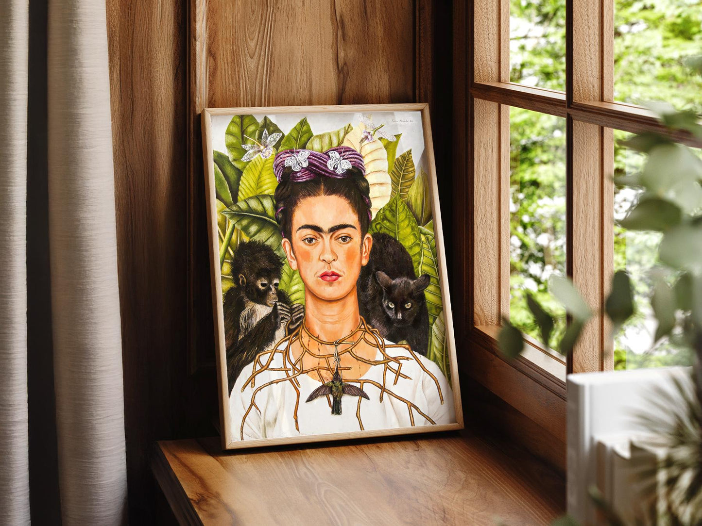 Frida Kahlo Self-Portrait with Thorn Necklace Print – classic art print reproduction