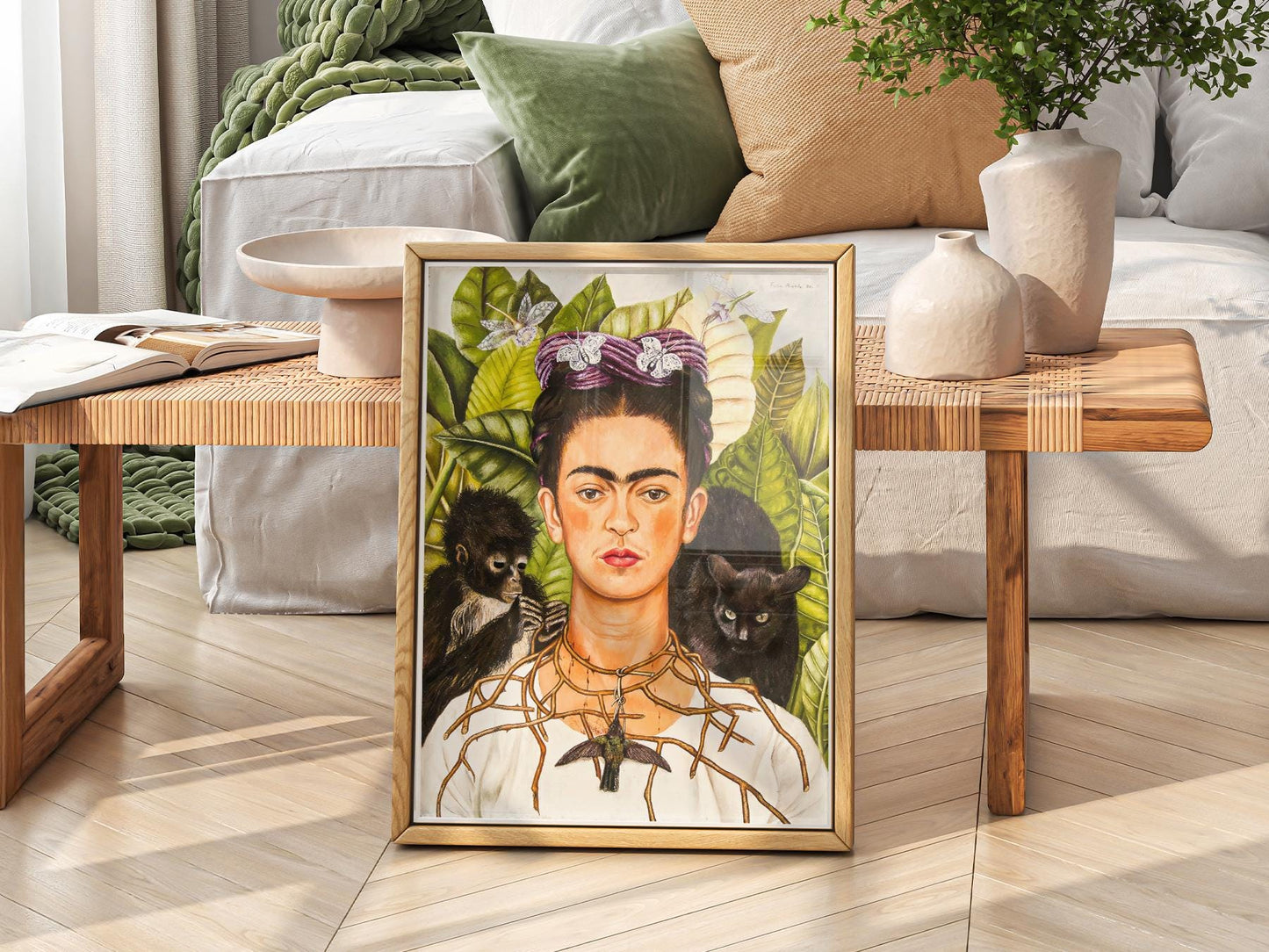 Frida Kahlo Self-Portrait with Thorn Necklace Print – high quality art print