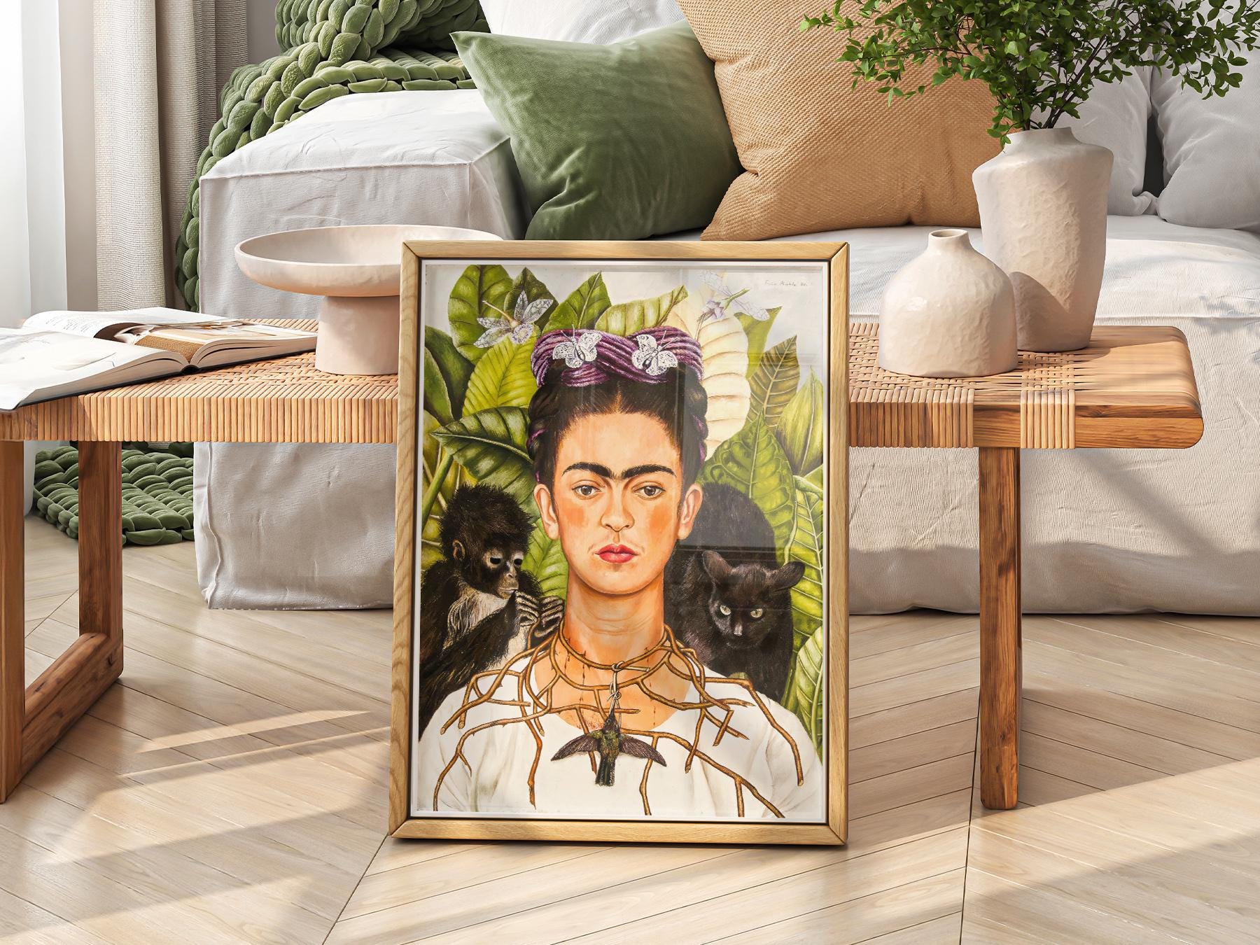 Frida Kahlo Self-Portrait with Thorn Necklace Print – high quality art print