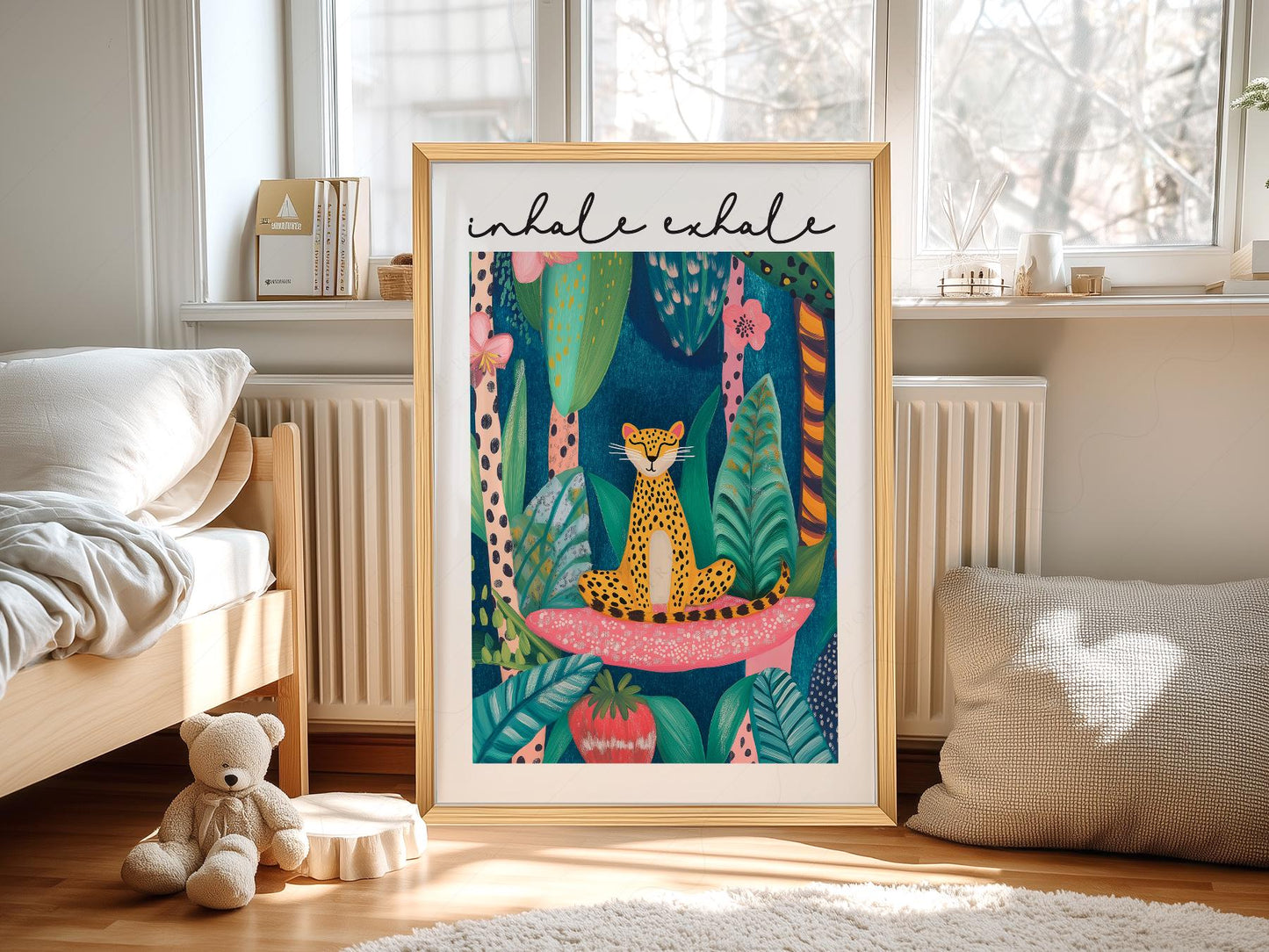 Inhale Exhale Cheetah Art Print – Maximalist Jungle – toddler room wall art print