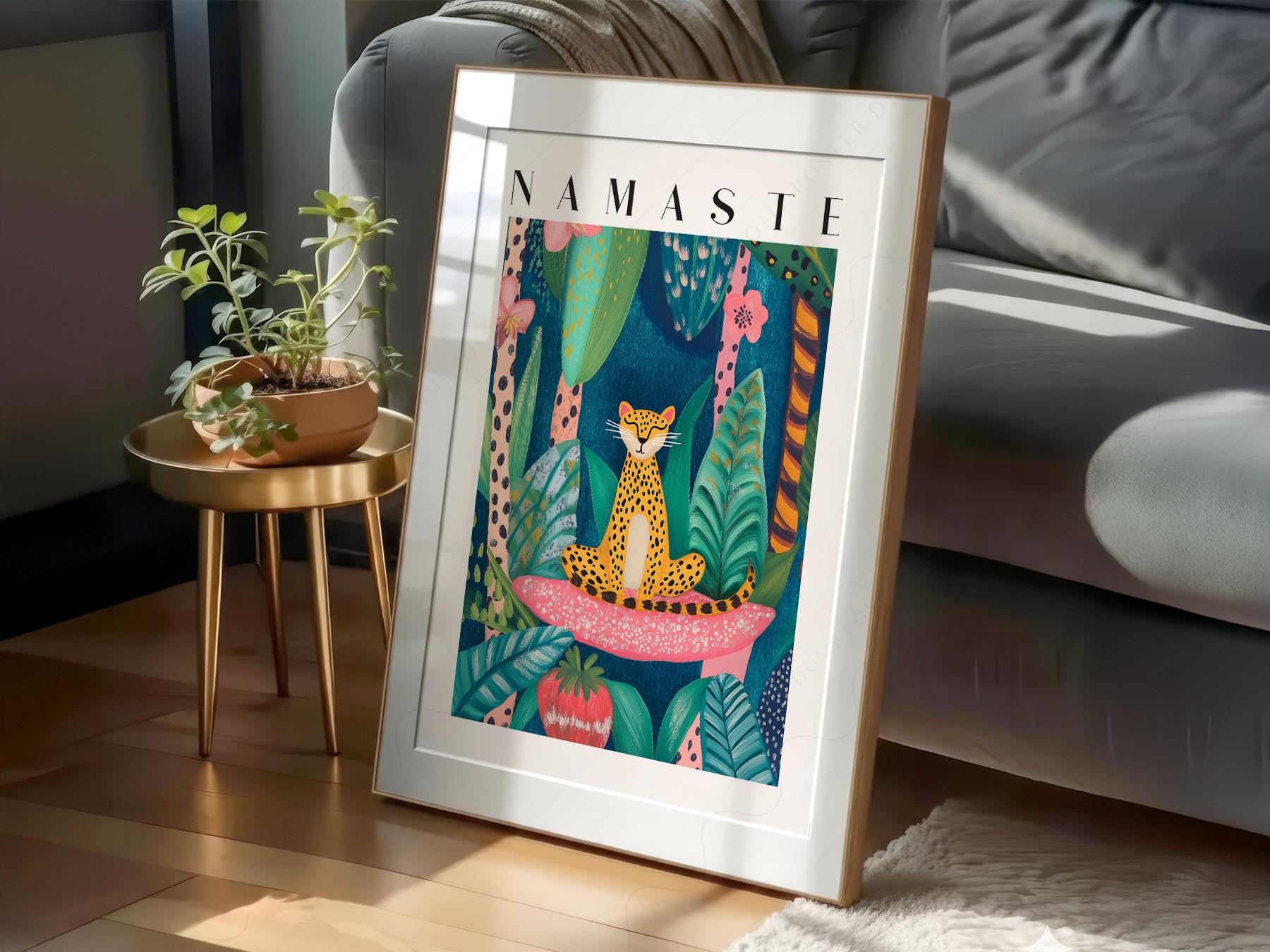 Namaste Leopard Print – Tropical Jungle Wall Art – fine art wall poster