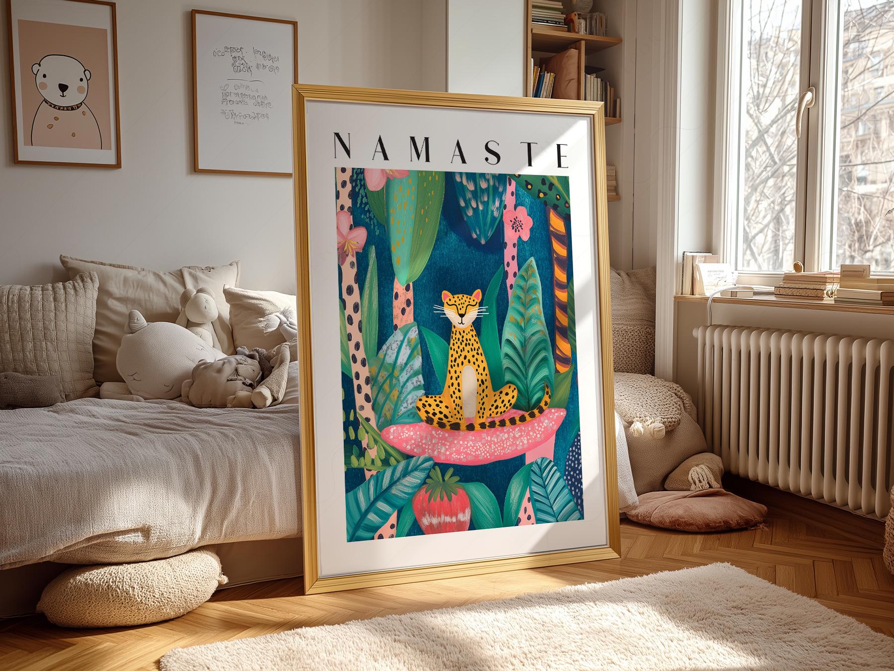 Namaste Leopard Print – Tropical Jungle Wall Art – classic art print reproduction