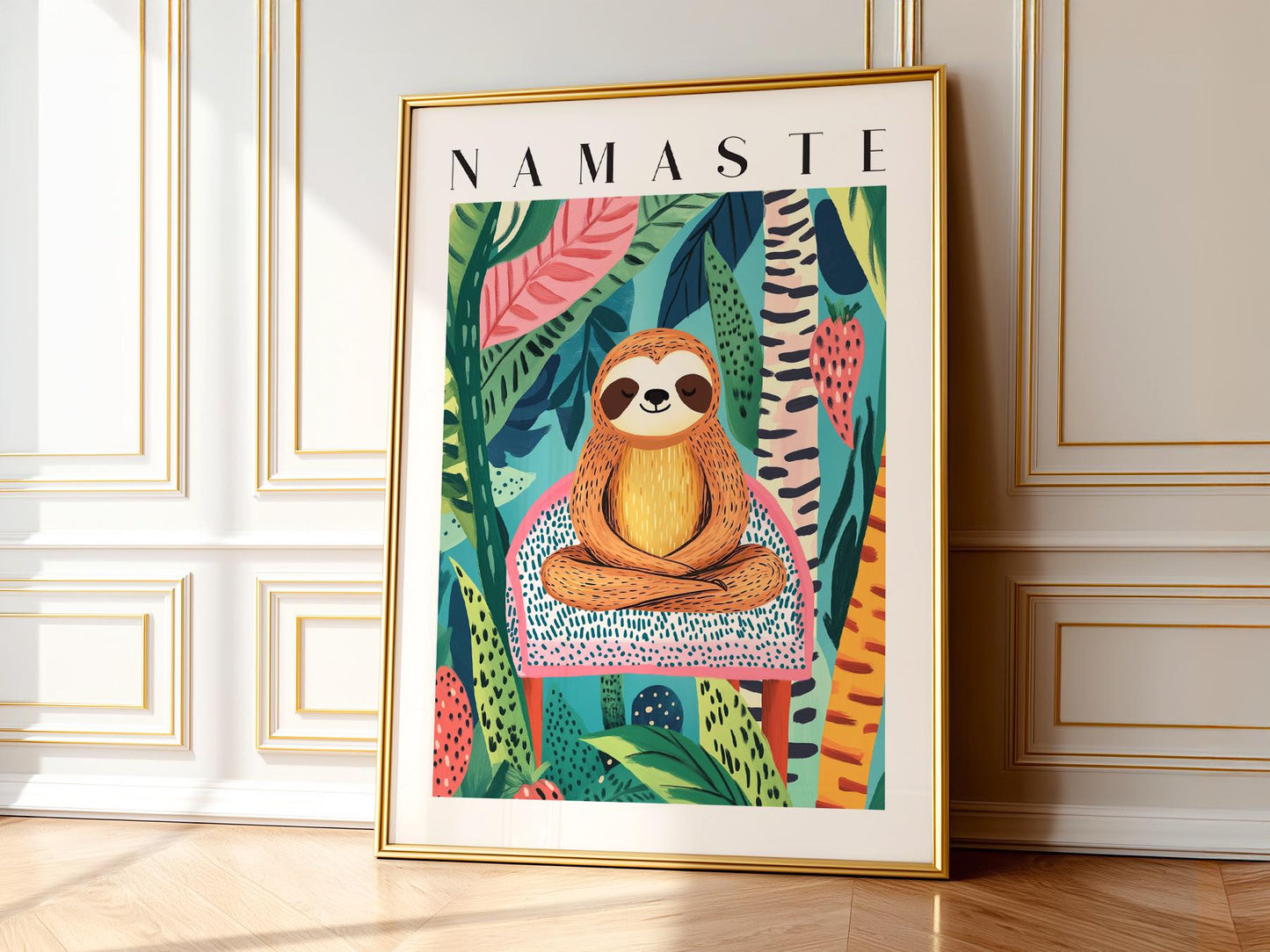 Namaste Sloth Art Print – Tropical Jungle Wall Art – exhibition poster wall art