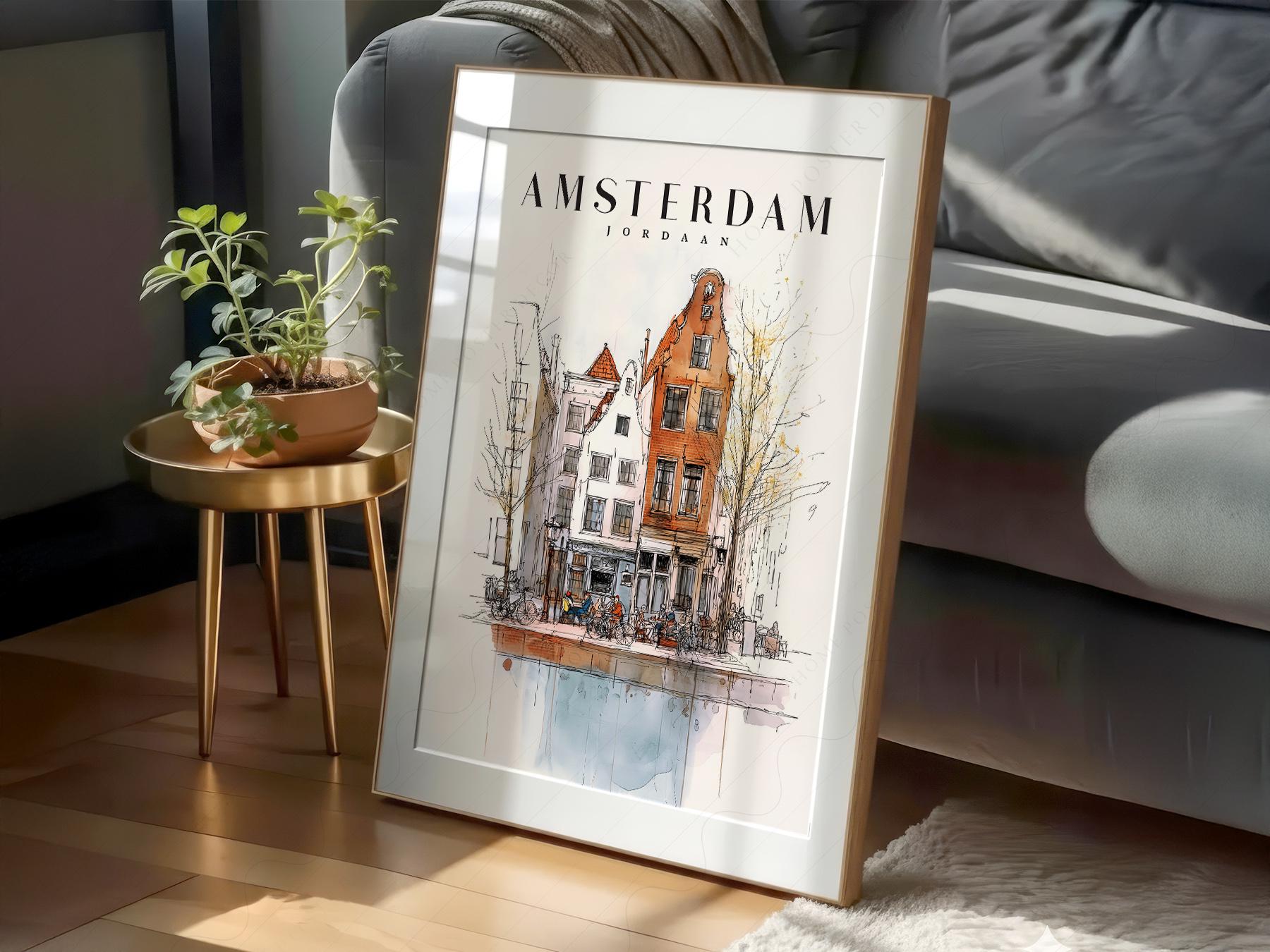 Amsterdam Jordaan Neighborhood Art Print – Dutch – high quality art print