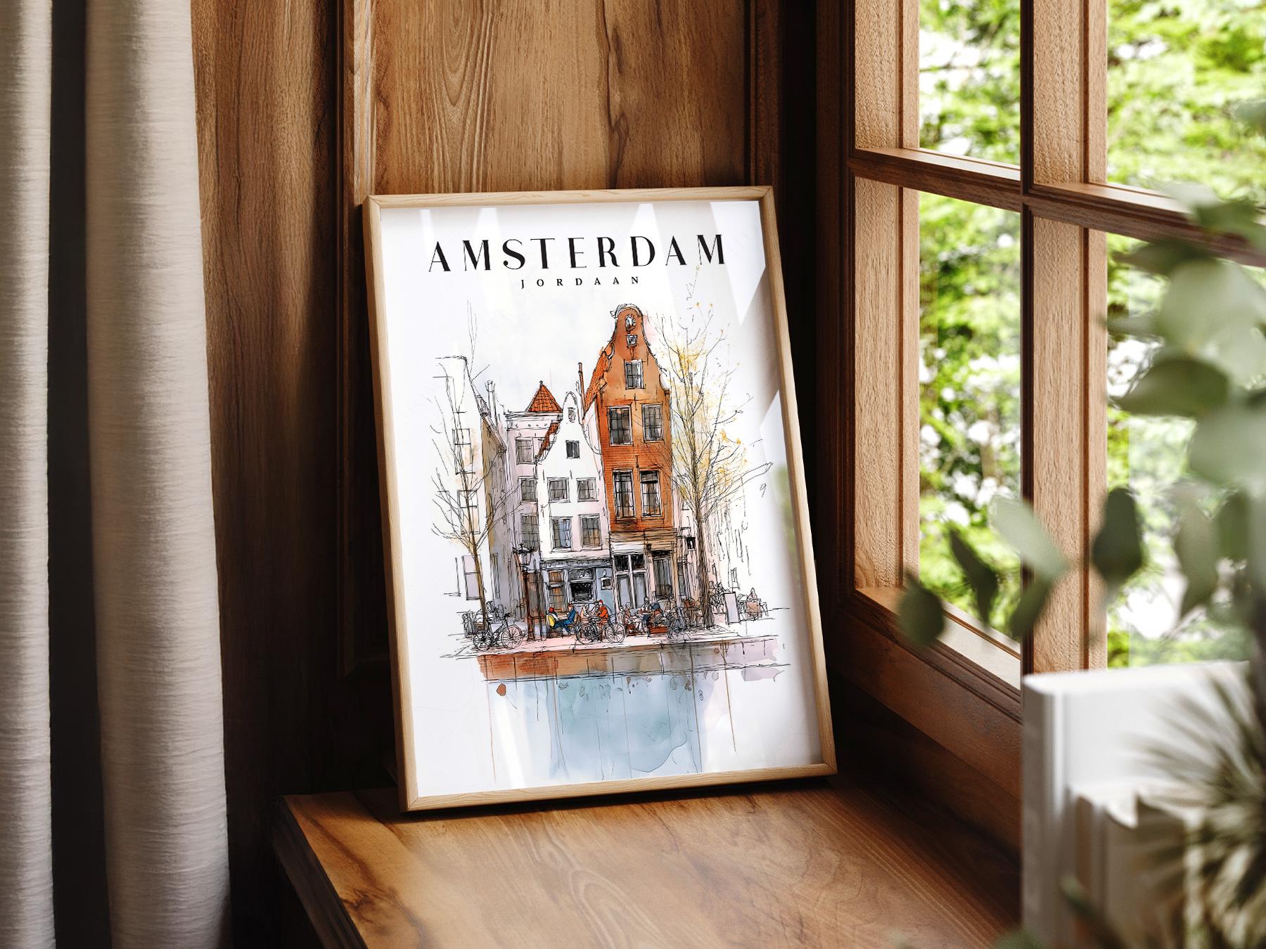 Amsterdam Jordaan Neighborhood Art Print – Dutch – archival paper art print