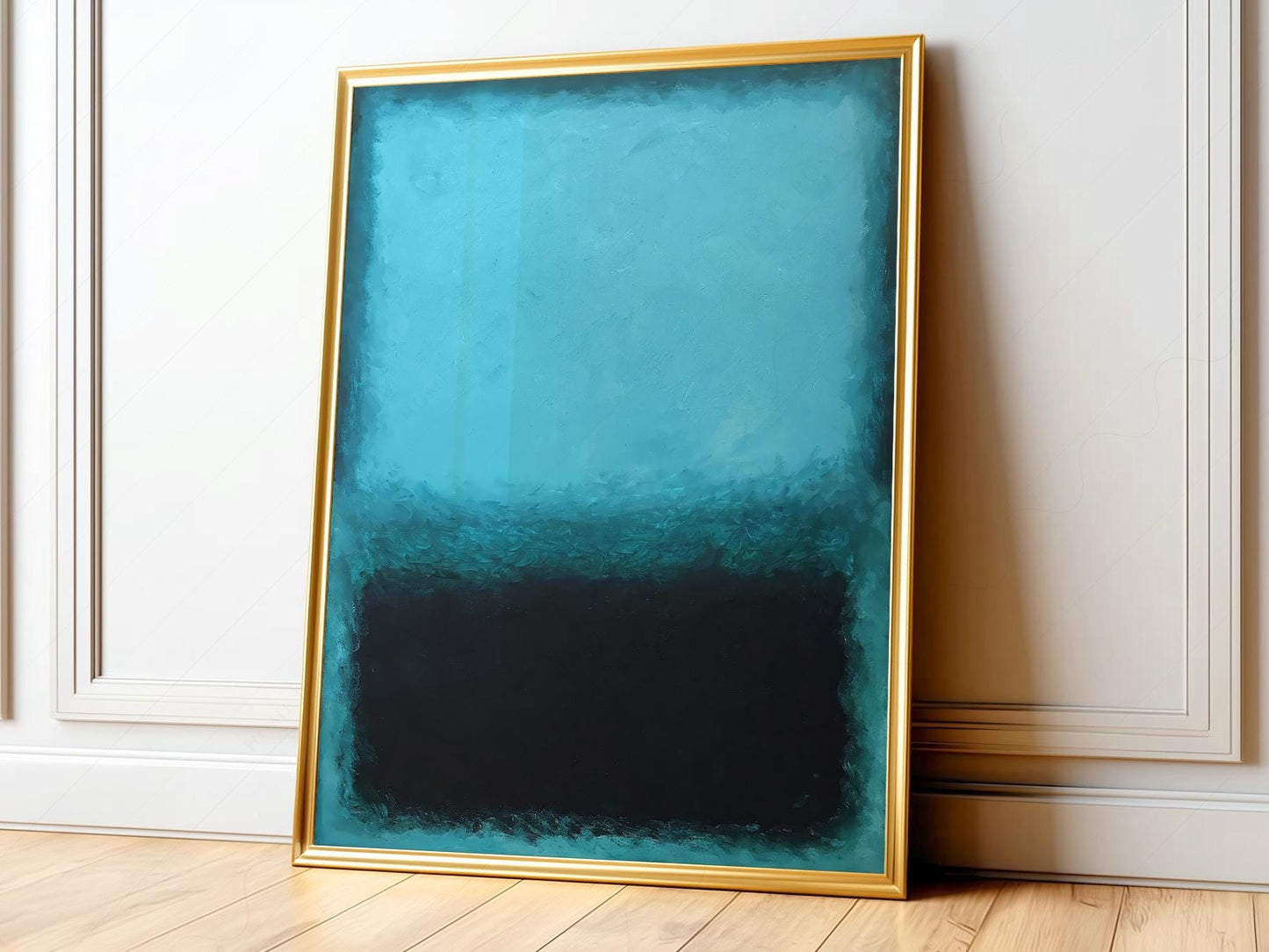 Mark Rothko inspired blue and black abstract expressionist art print for modern minimalist wall decor