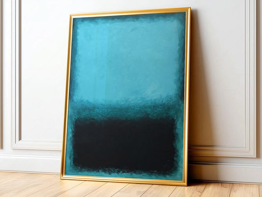 Mark Rothko inspired blue and black abstract expressionist art print for modern minimalist wall decor