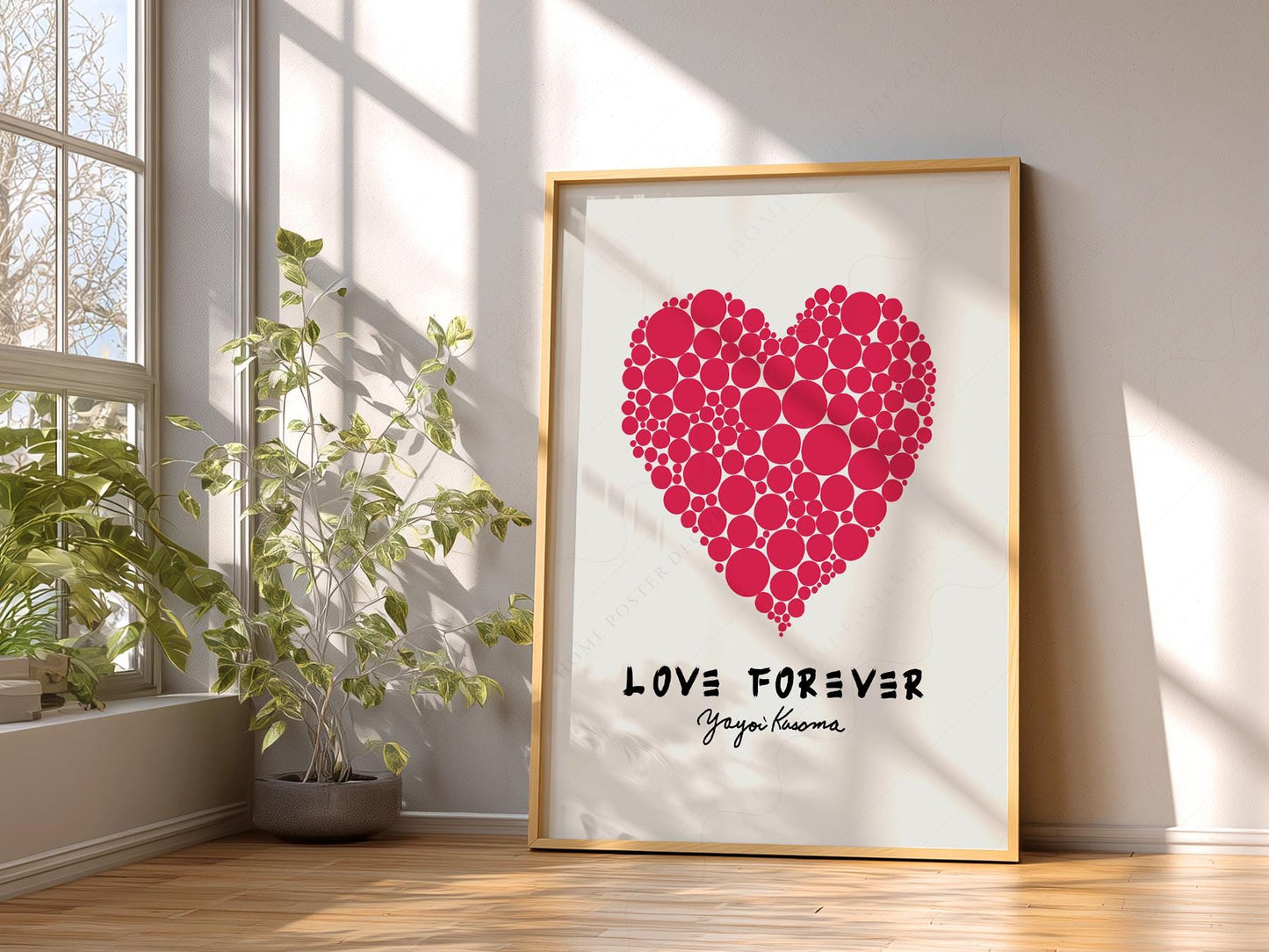 Yayoi Kusama Love Forever Art Print – Red Heart Polka – art poster for living room