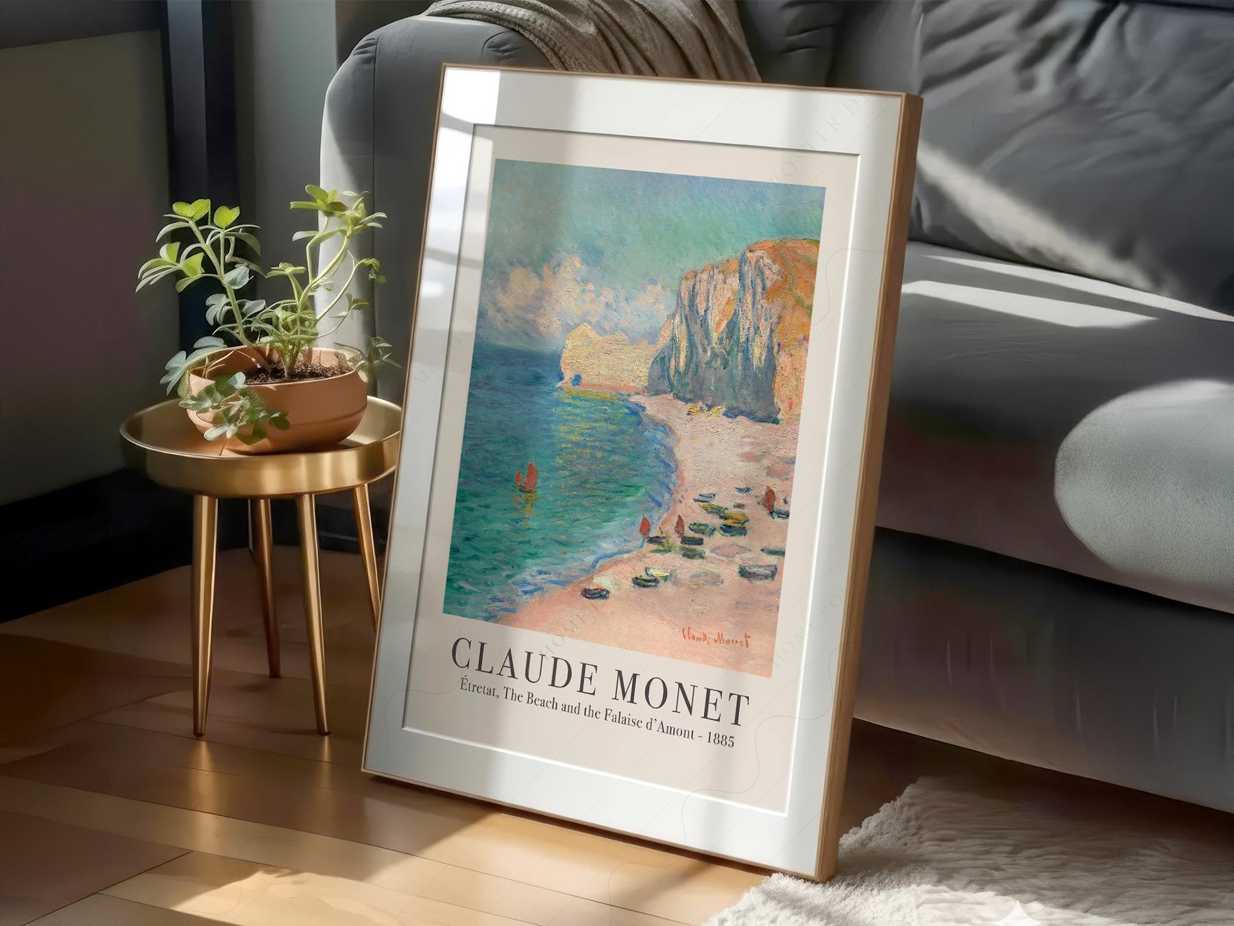 Claude Monet Étretat Beach and Falaise d'Amont Print – classic art print reproduction