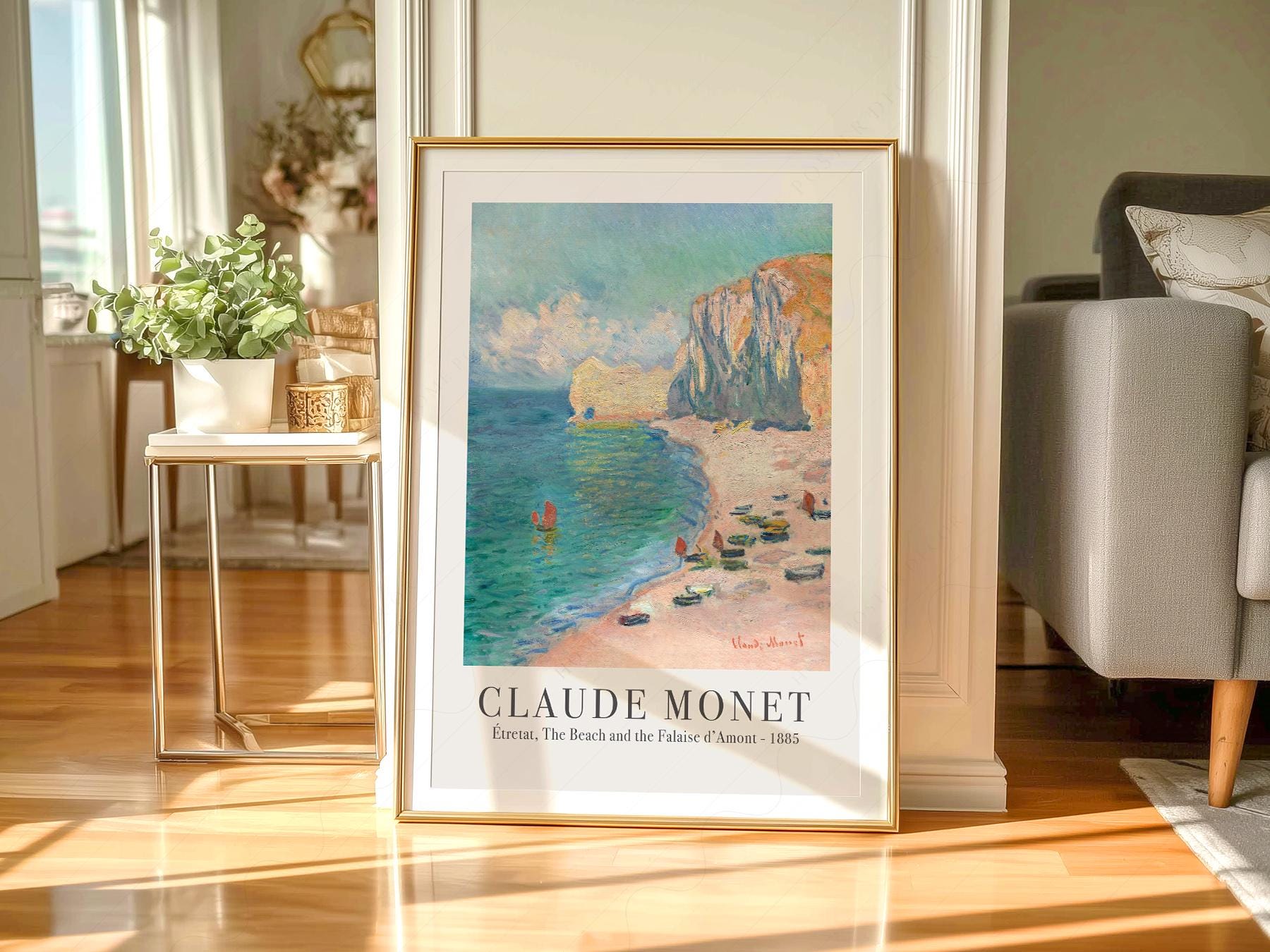 Claude Monet Étretat Beach and Falaise d'Amont Print – fine art print wall decor