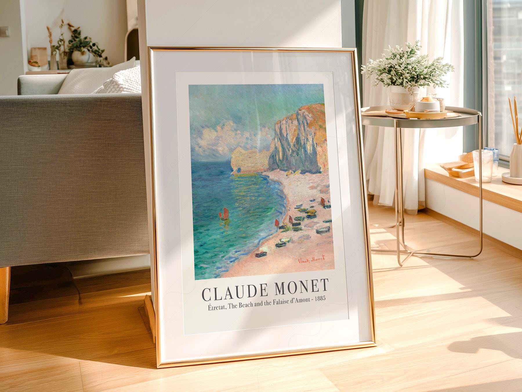 Claude Monet Étretat Beach and Falaise d'Amont Print – gallery wall art poster