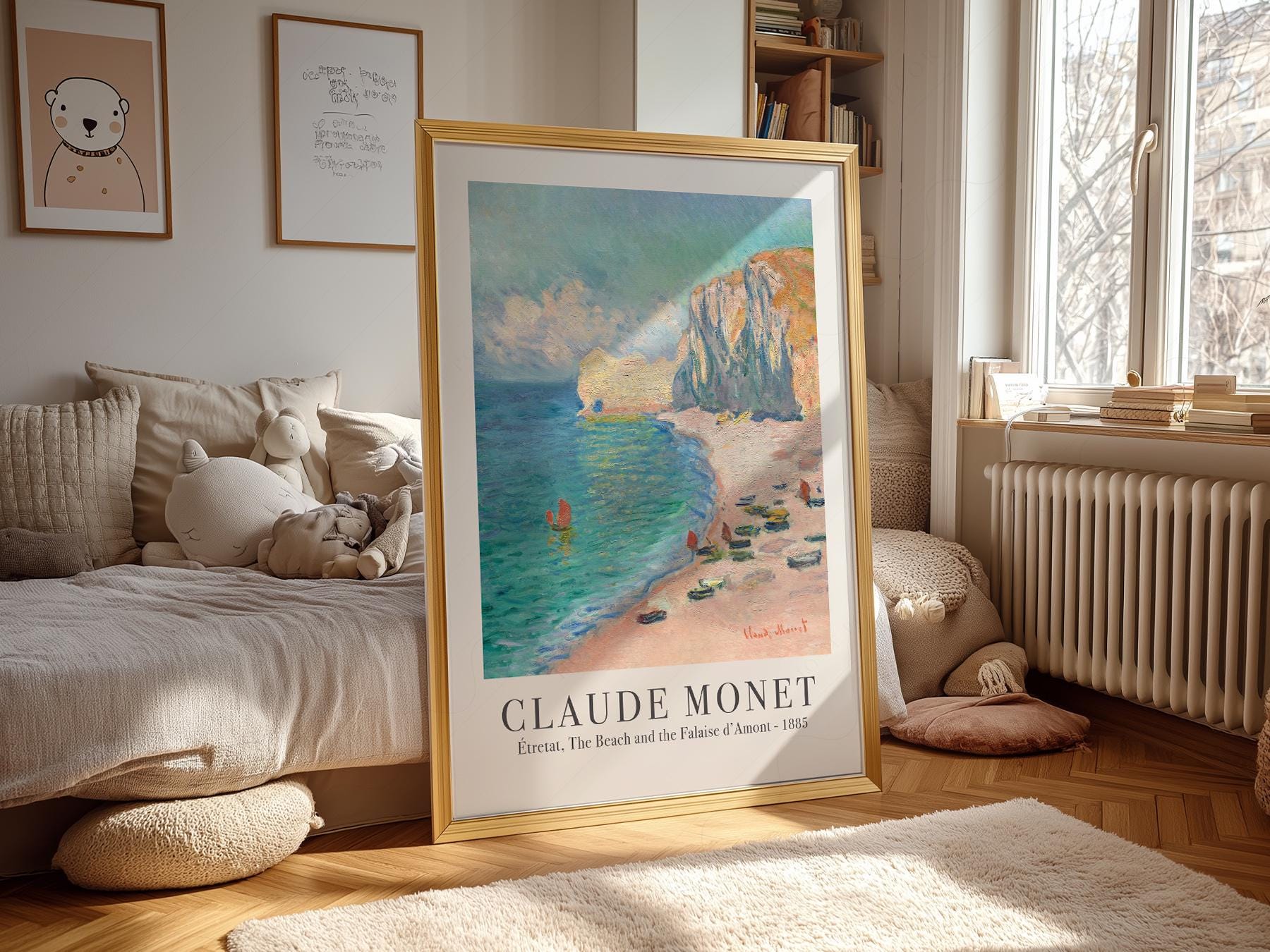 Claude Monet Étretat Beach and Falaise d'Amont Print – art poster for living room