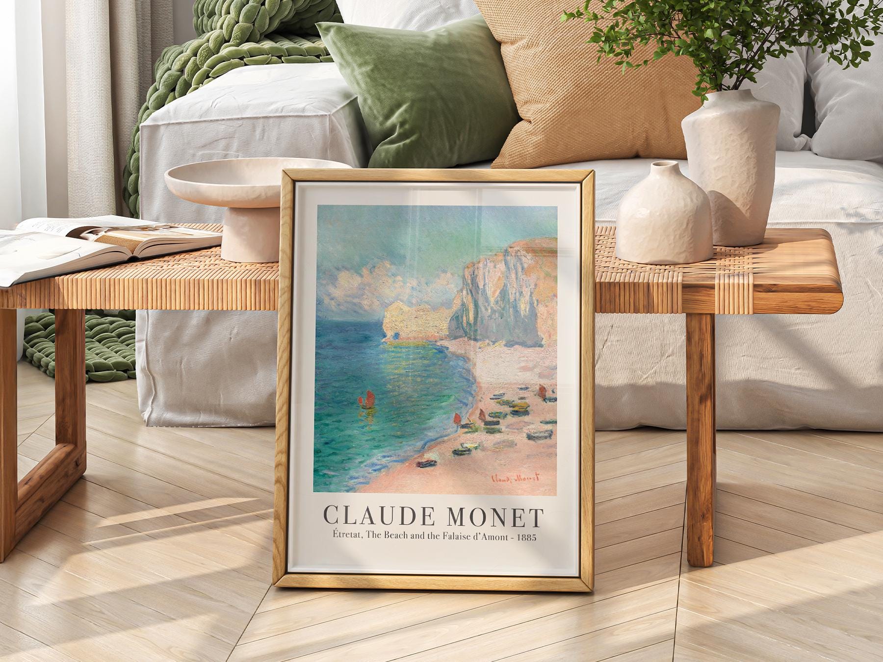 Claude Monet Étretat Beach and Falaise d'Amont Print – high quality art print