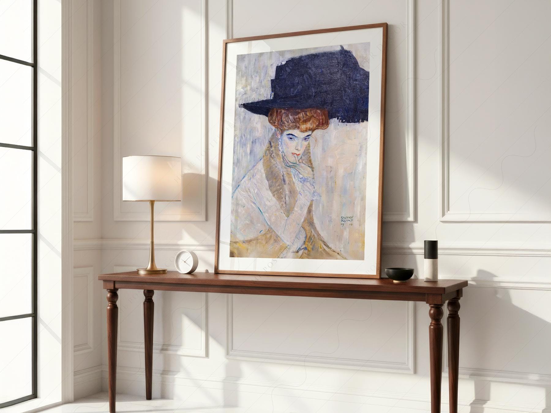 Gustav Klimt The Black Feather Hat Print – Elegant – gallery wall art poster