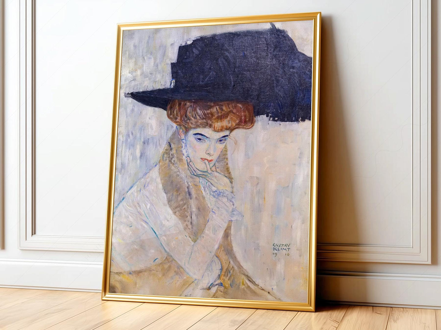 Gustav Klimt The Black Feather Hat Print – Elegant – fine art print wall decor