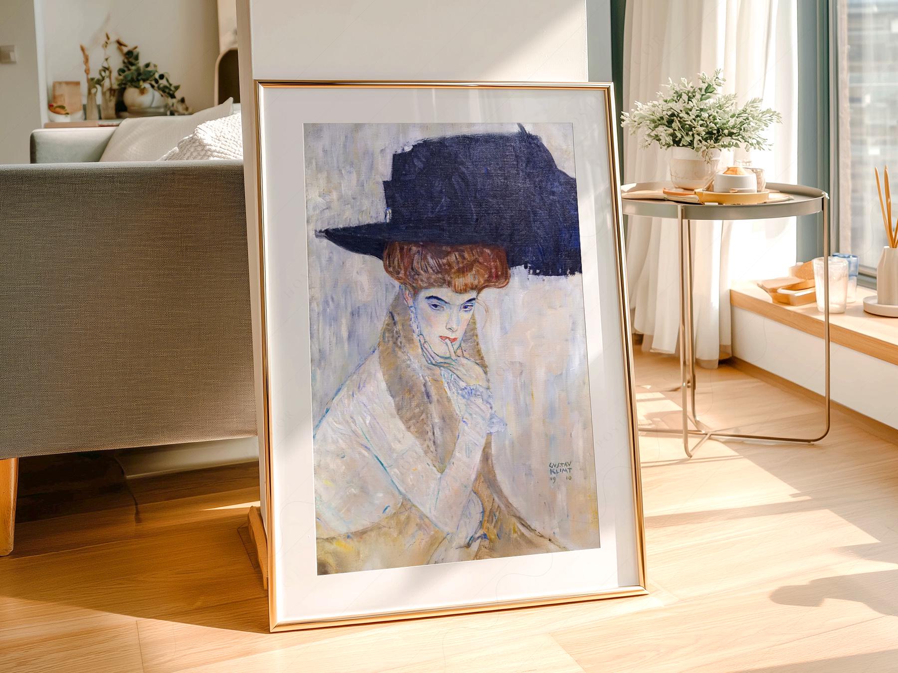 Gustav Klimt The Black Feather Hat Print – Elegant – archival paper art print
