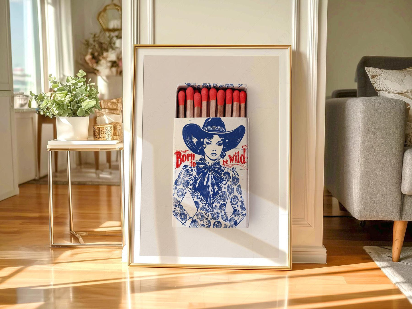 Born to Be Wild Cowgirl Matchbox Print – Vintage – vintage matchbook design detail
