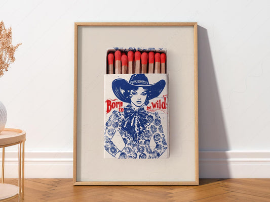 Born to Be Wild Cowgirl Matchbox Print – Vintage – vintage matchbox poster print