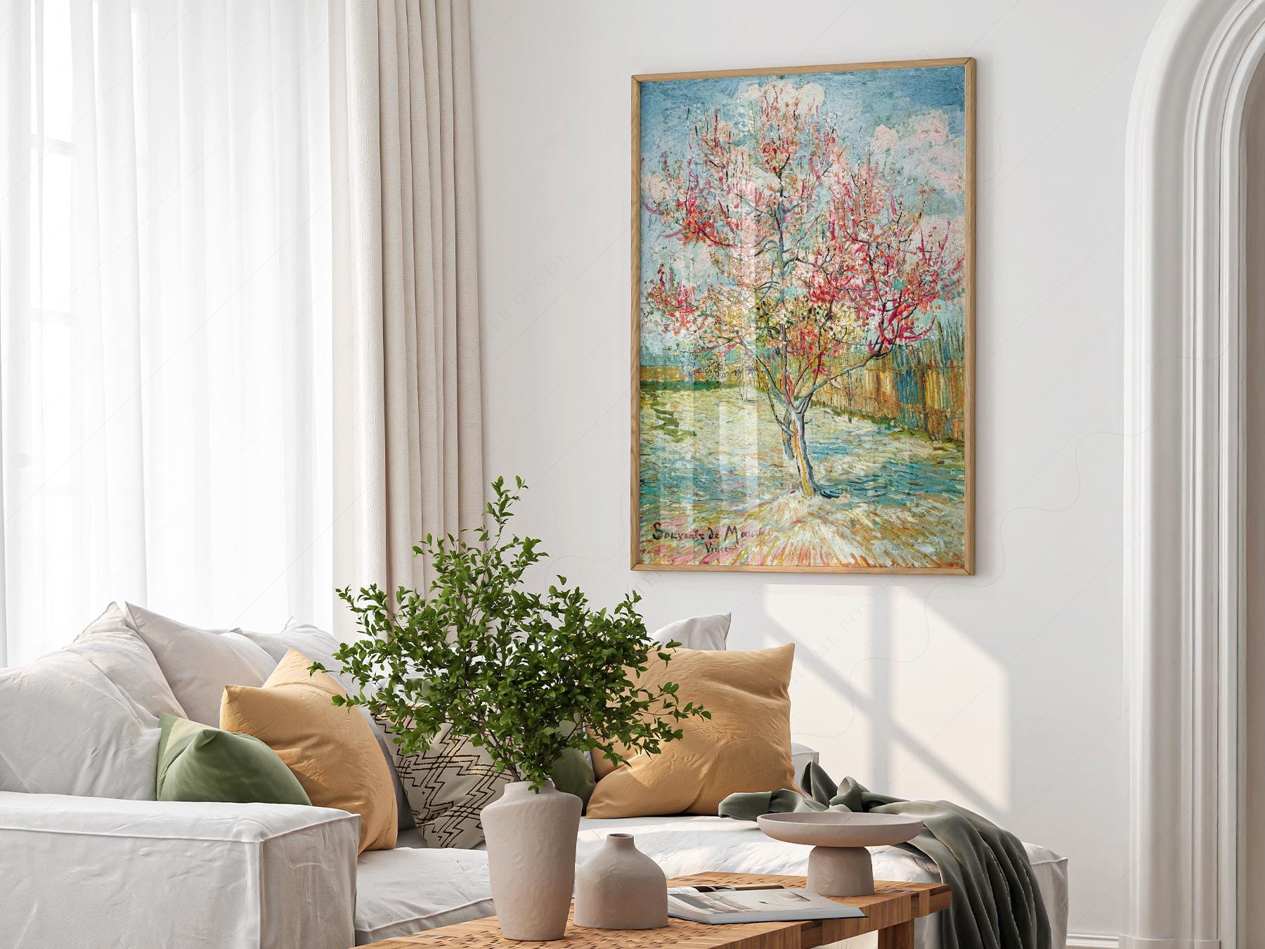 Vincent Van Gogh Pink Peach Trees Art Print – Famous – art poster for living room