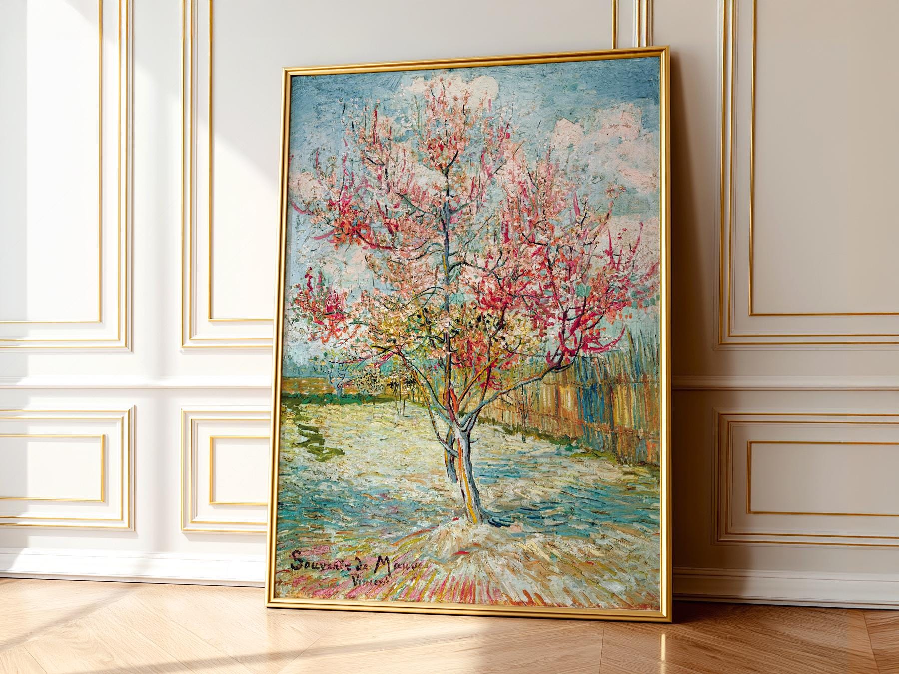 Vincent Van Gogh Pink Peach Trees Art Print – Famous – gallery wall art poster
